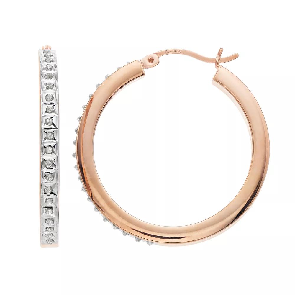 Diamond Mystique Hoop Earrings, Women's, 18k Rose Gold Over Product Image