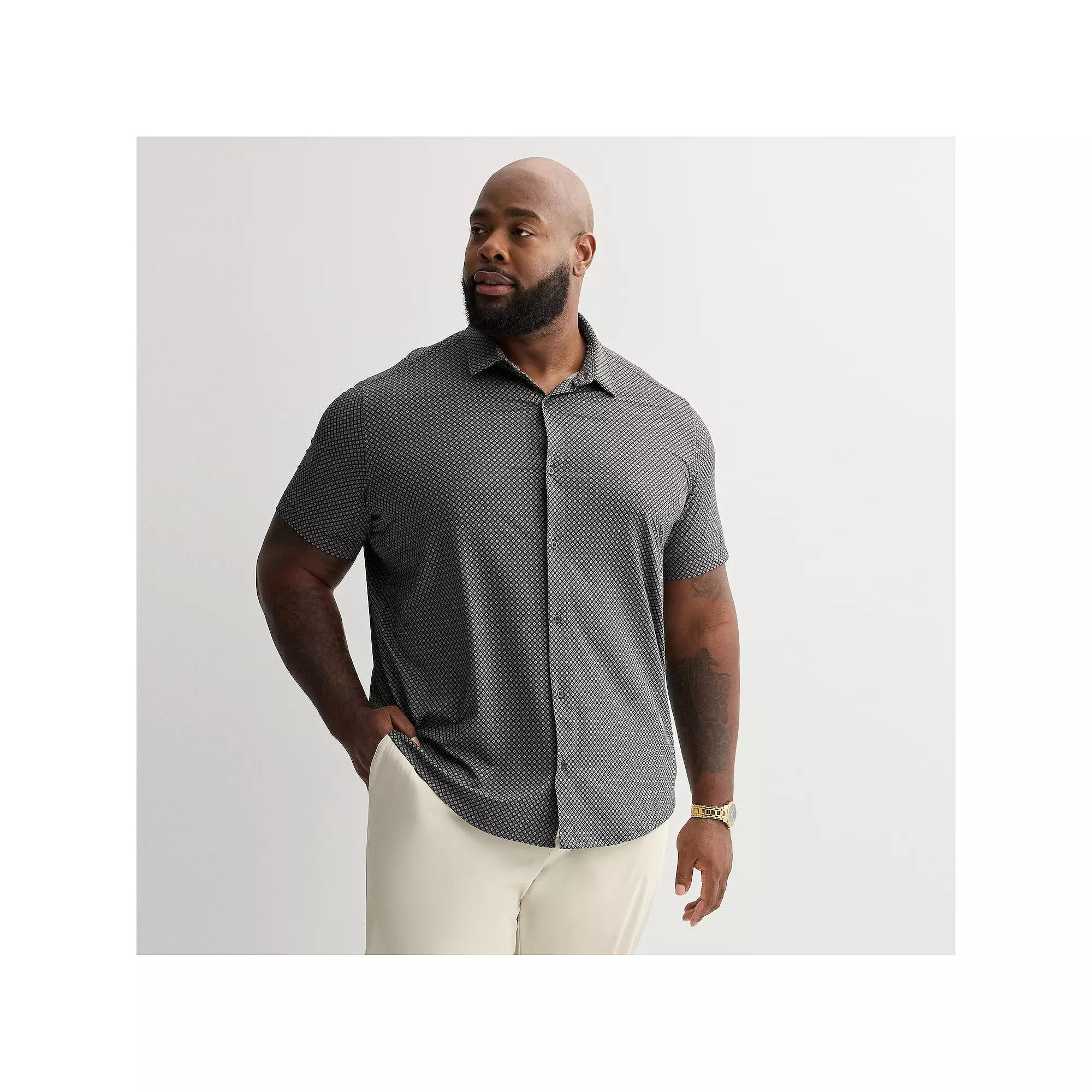 Big & Tall Apt. 9® Point Collar Button-Down Short Sleeve Shirt, Men's,  Product Image