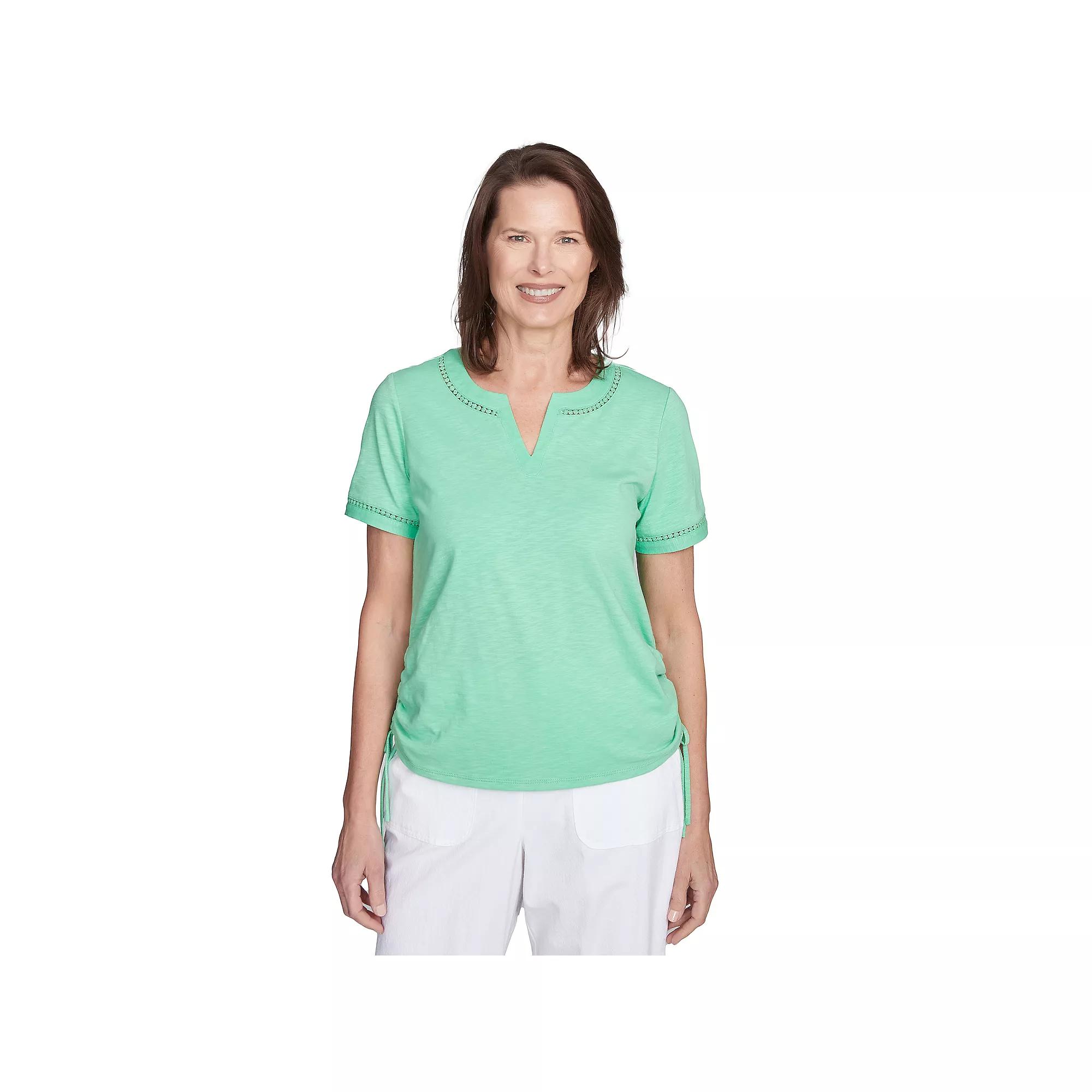 Women's Dot Lace-Trimmed Short Sleeve Tee,  Product Image