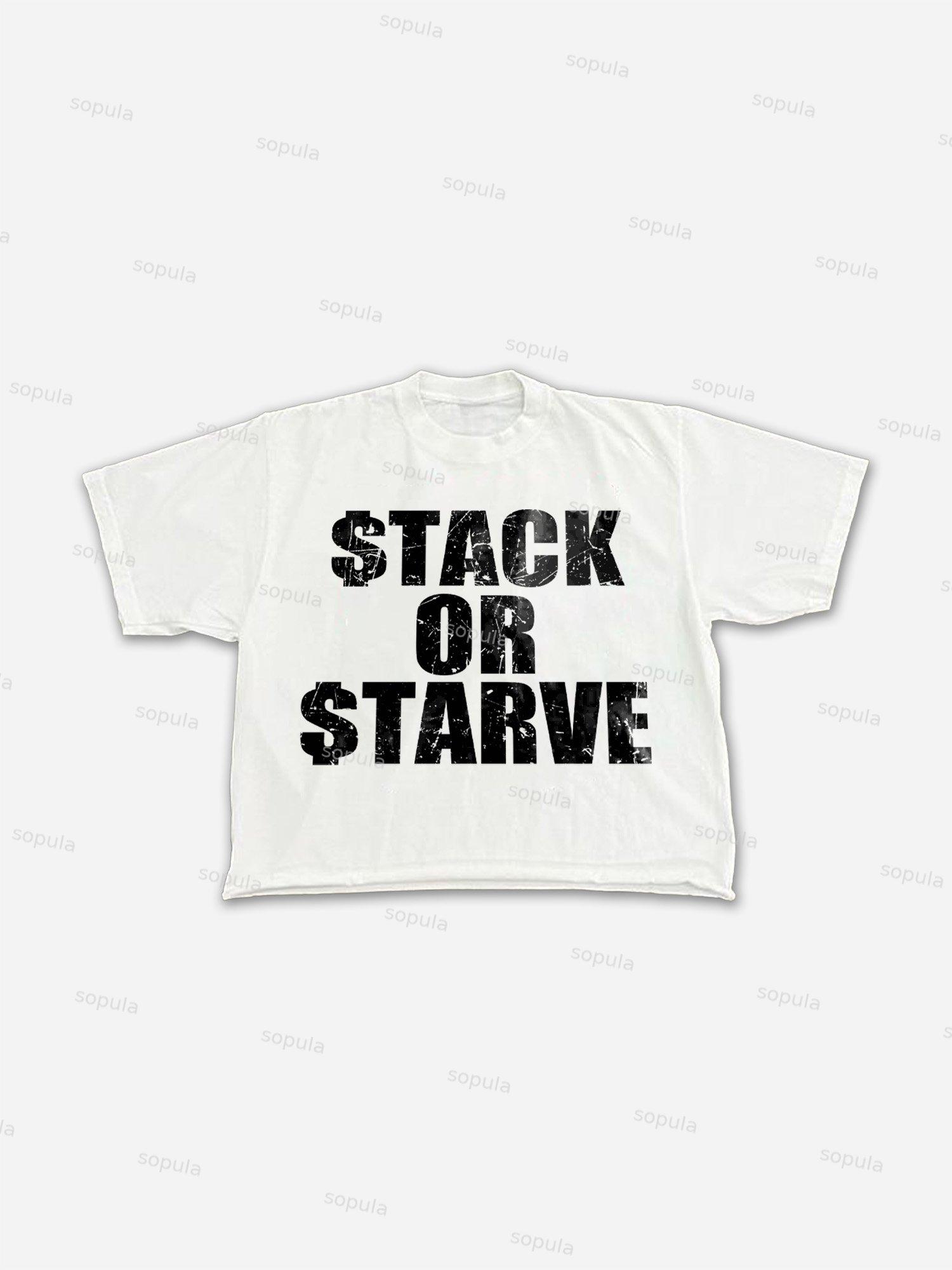 Stack or Starve Graphic Cropped T-Shirt Product Image