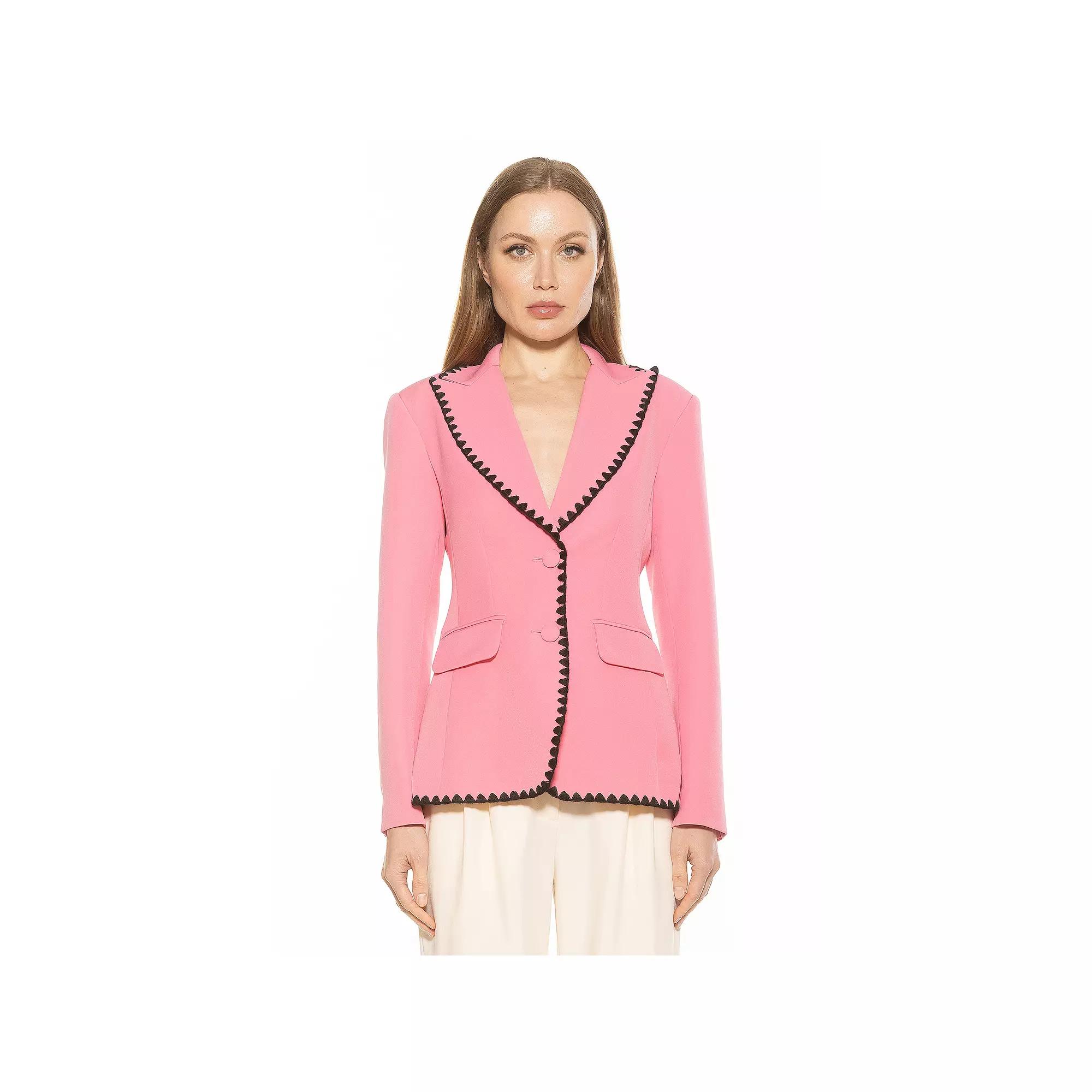 Women's ALEXIA ADMOR Jessilyn Long Sleeve Embroidery Trimmed Blazer,  Product Image
