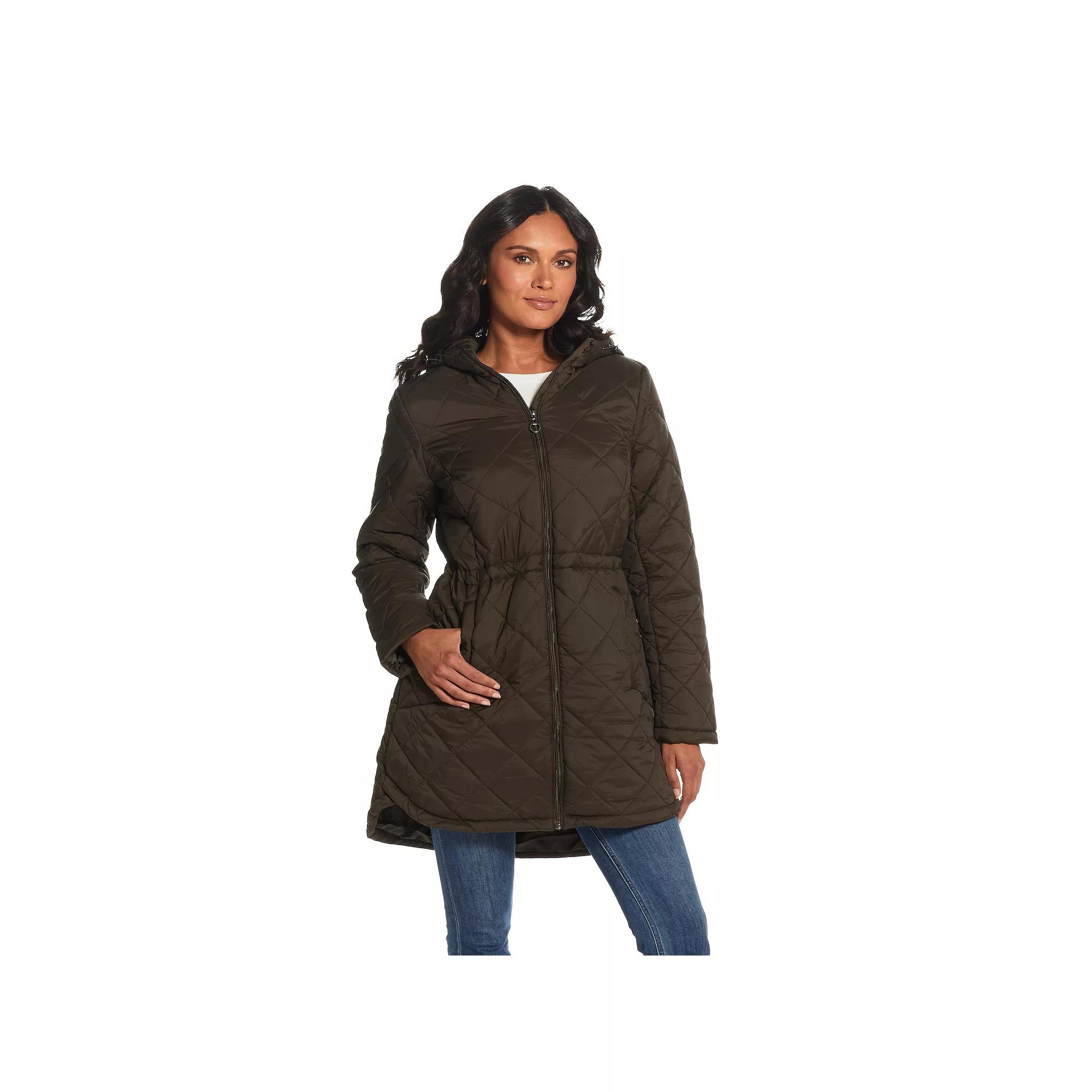 Women's Weathercast Hood Quilted Anorak Jacket, Size: XL, Green Product Image
