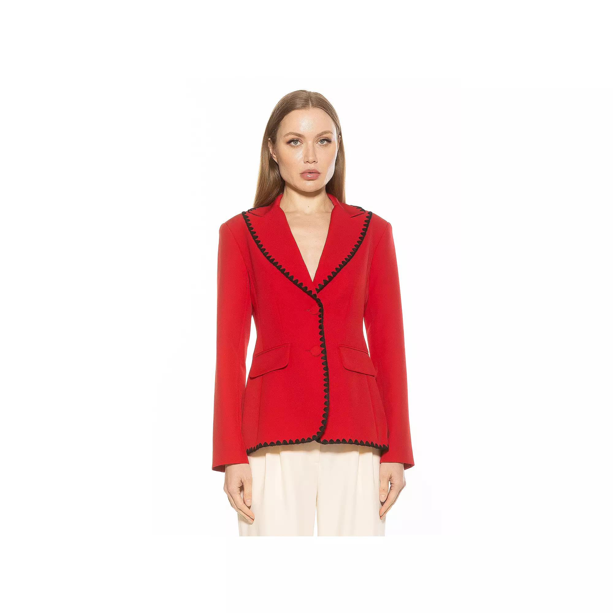 Women's ALEXIA ADMOR Jessilyn Long Sleeve Embroidery Trimmed Blazer,  Product Image