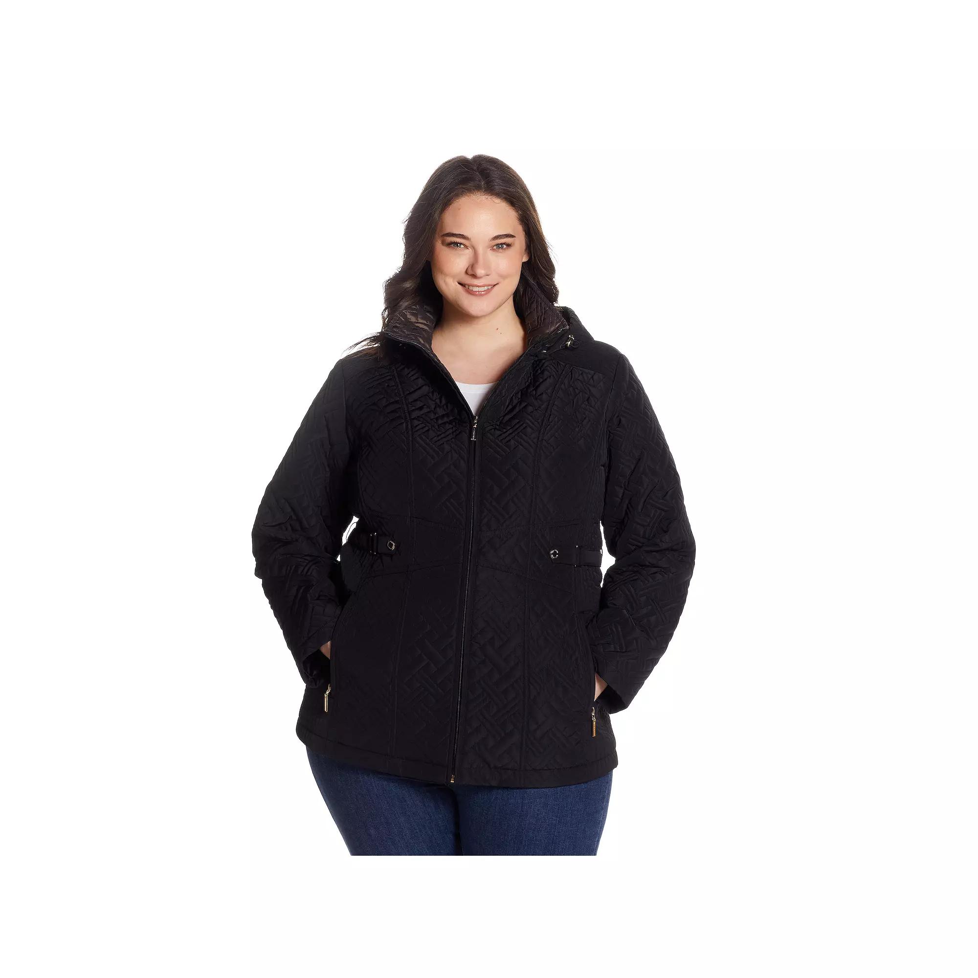 Plus Size Gallery Hooded Midweight Quilted Jacket, Women's, Size: 1XL, Black Product Image