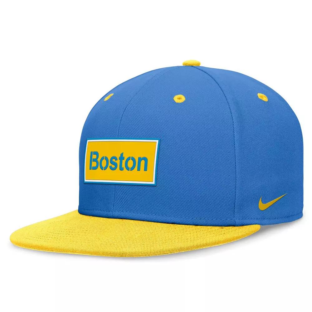 Men's Nike Light Blue/Gold Boston Red Sox City Connect True Fitted Hat, Size: 7 1/8 Product Image