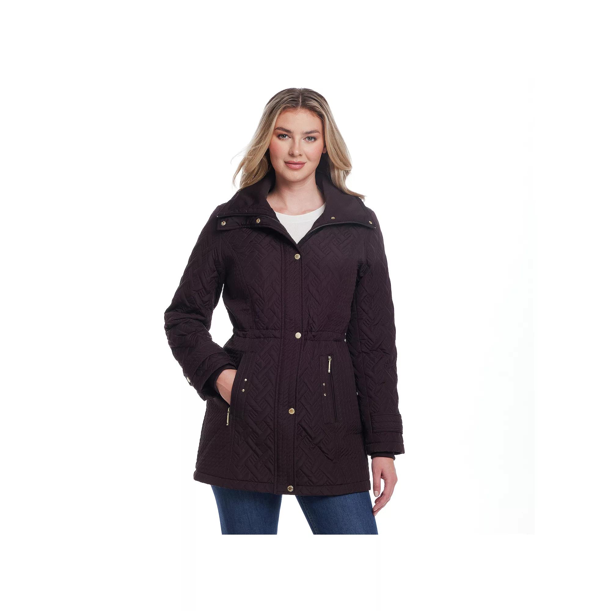 Women's Weathercast Knit Collar Quilted Jacket, Size: Medium, Brown Product Image