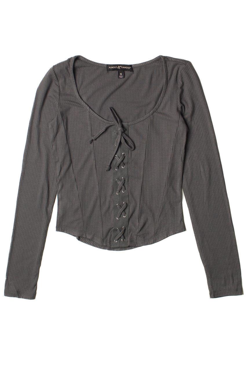 Lace Up Front Long Sleeve Top Product Image