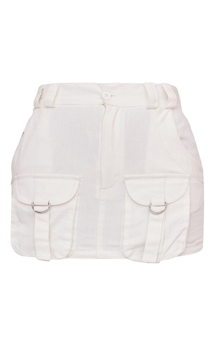 Cream Cargo Pocket Detail Micro Mini Skirt Product Image