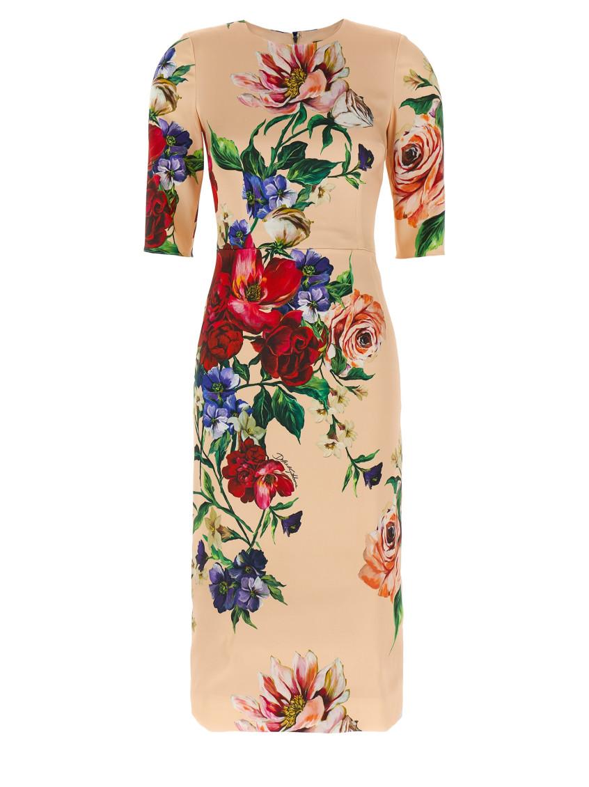 DOLCE & GABBANA Women Flower Print Midi Dress In Neutral Product Image