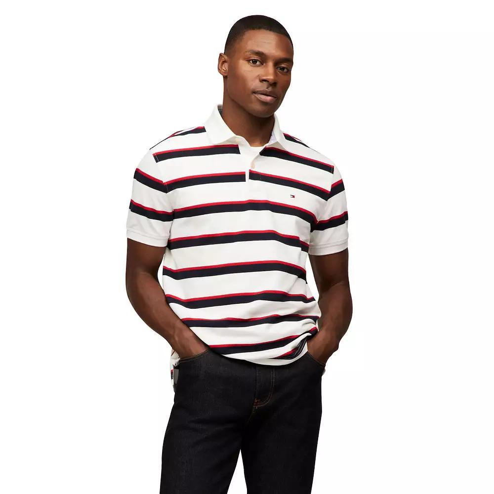 Men's Tommy Hilfiger Charlie Stripe Polo, Size: Medium, Optic White Product Image