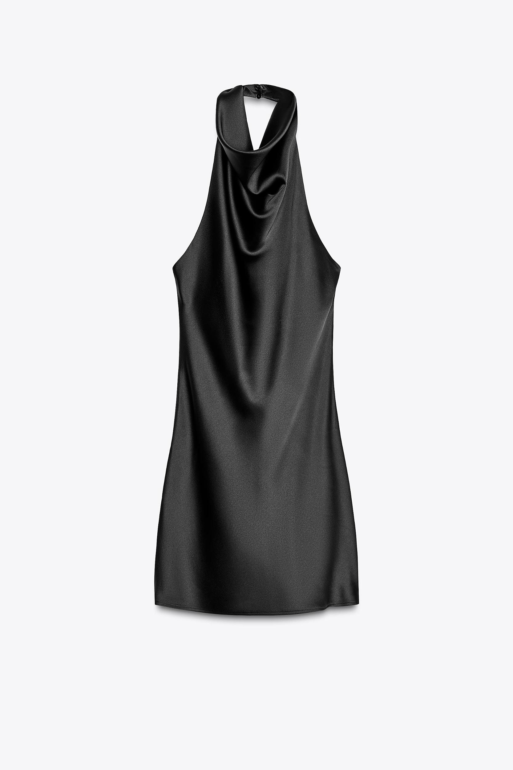 SATIN HALTER MINI DRESS Product Image