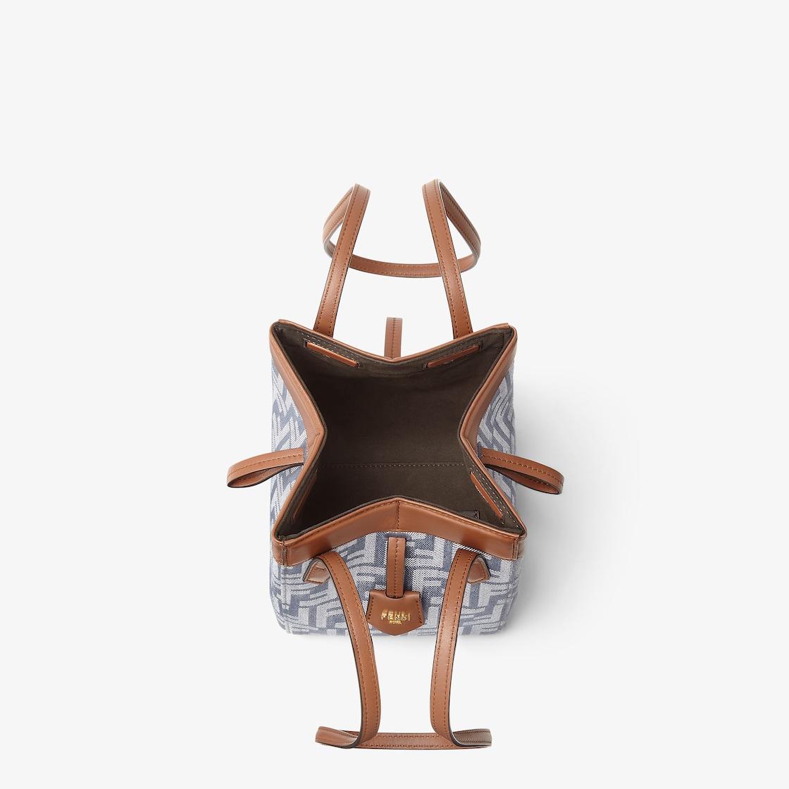 Fendi Origami MiniBlue denim-effect FF jacquard transformable mini-bag Product Image