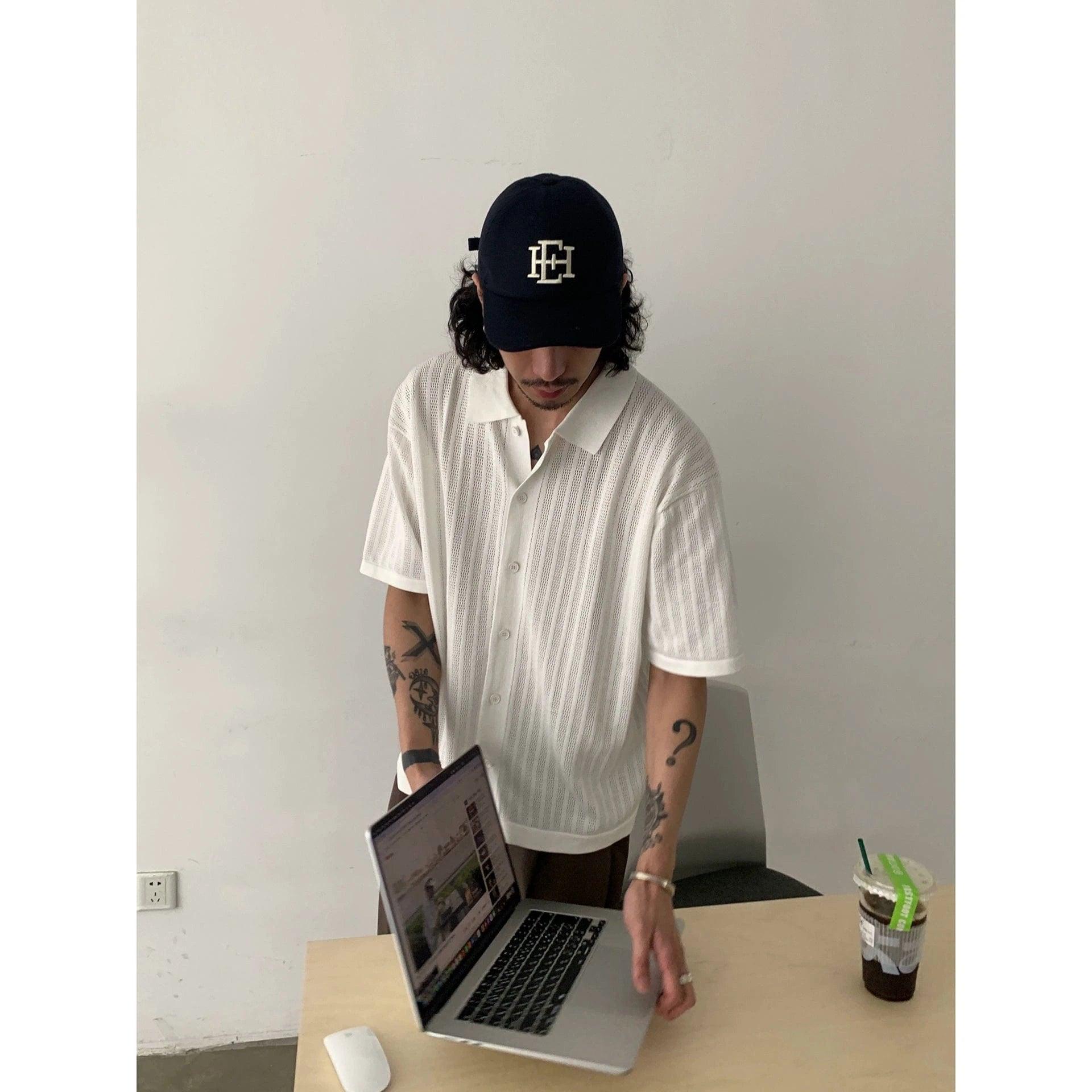 RT No. 19525 KNIT BUTTON-UP S/S SHIRT Product Image