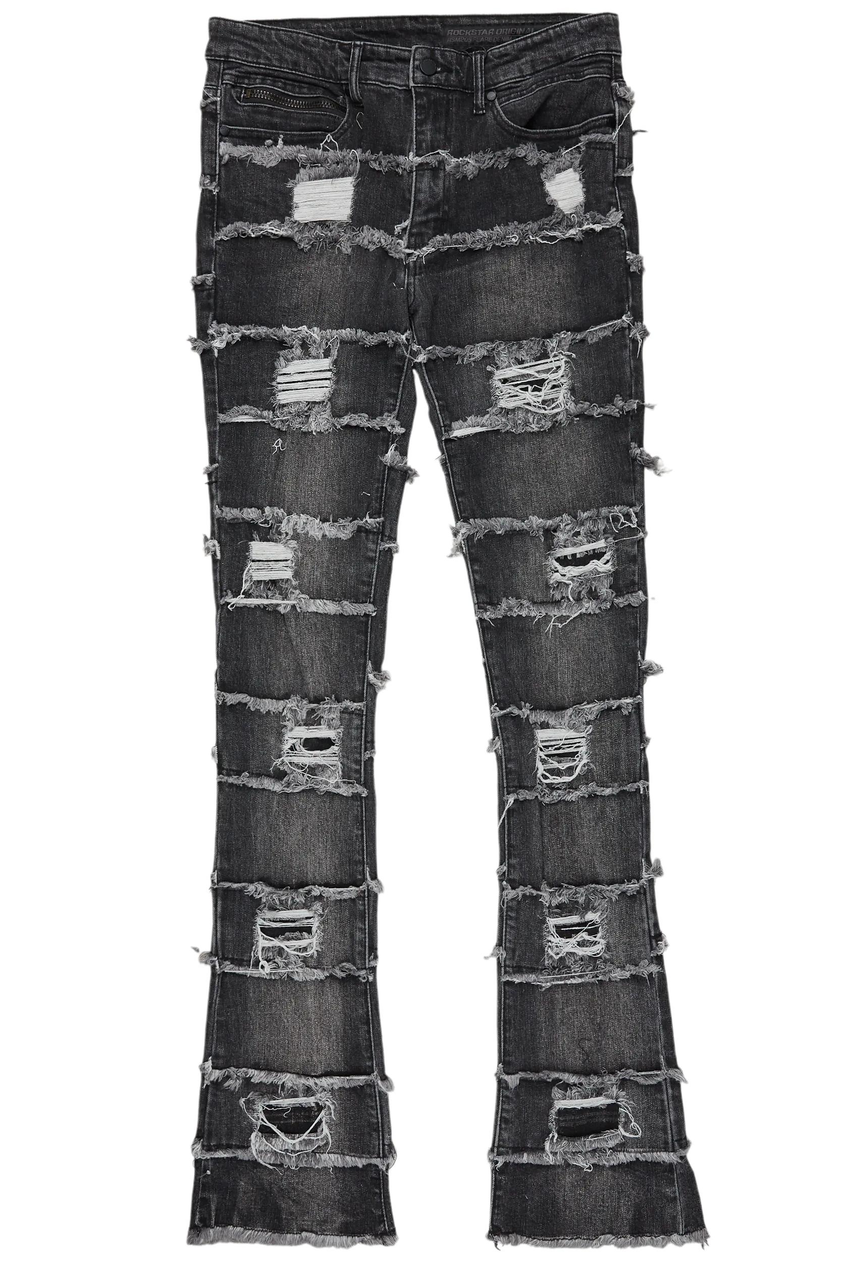 Sten Black Stacked Flare Jean Male Product Image