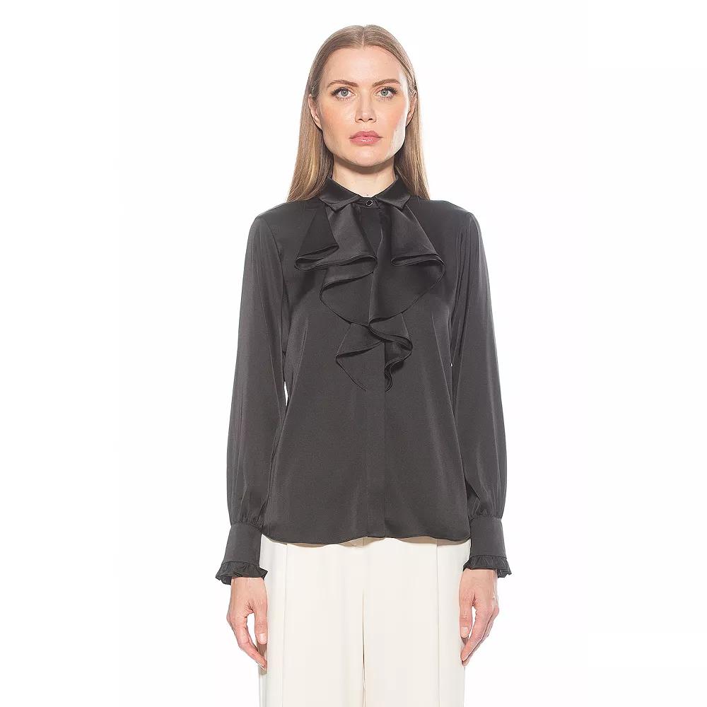 Women's ALEXIA ADMOR Brooks Silky Ruffle Blouse,  Product Image
