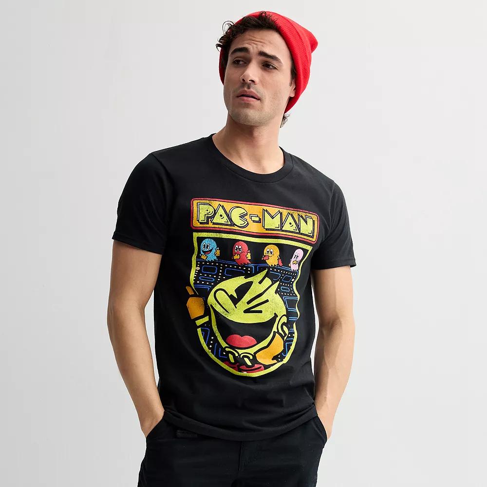 Men's Pacman Classic 2D Art Graphic Tee, Size: Large, Black Product Image