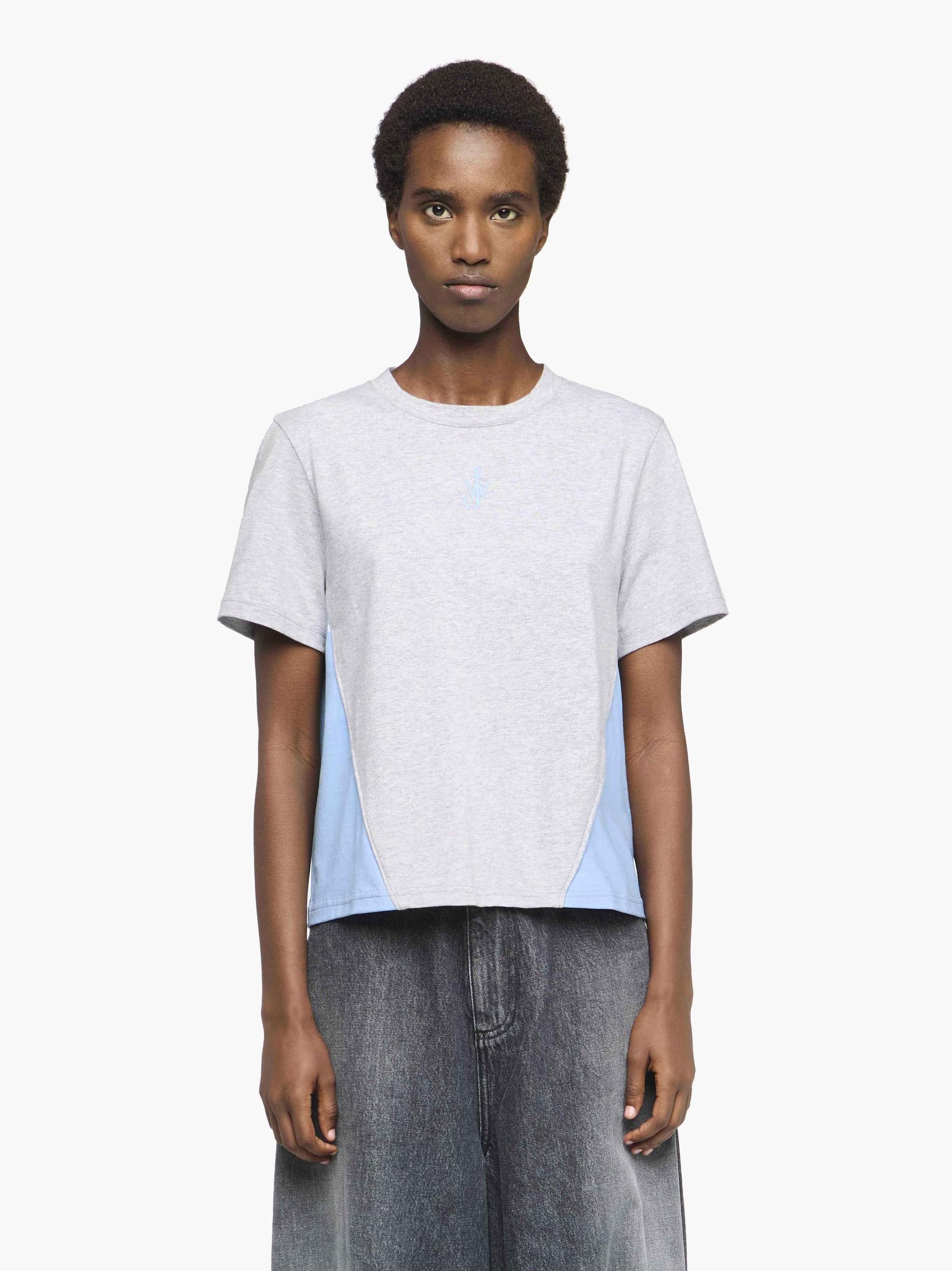 PANELLED CROPPED T-SHIRT WITH ANCHOR EMBROIDERY Product Image