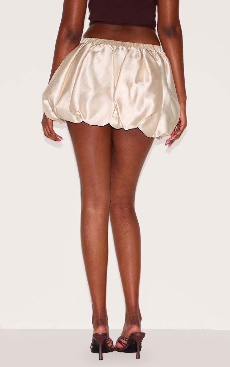  Champagne Satin Elasticated Waistband Mini Puffball Skirt Product Image