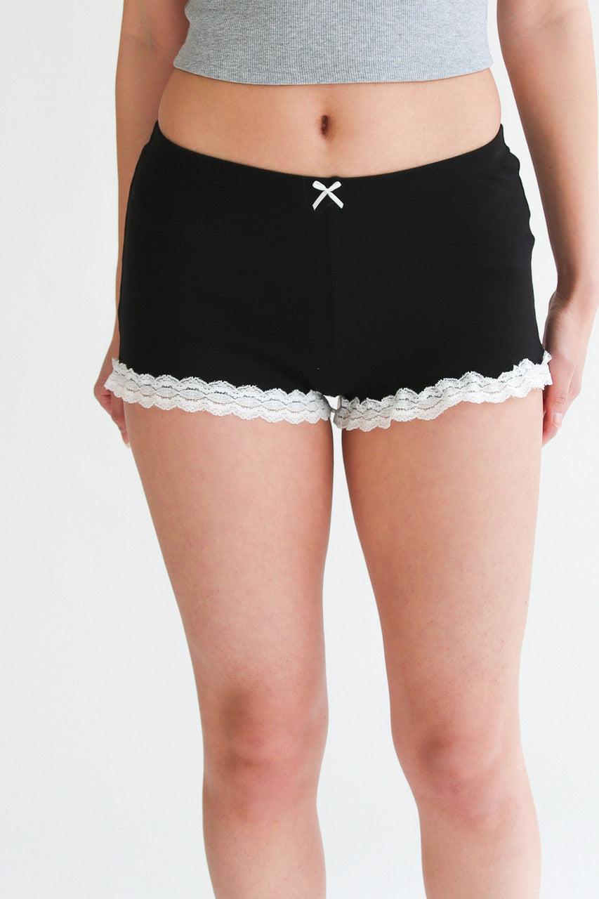 Lace Trim Bow Detail Short Lounge Shorts Product Image