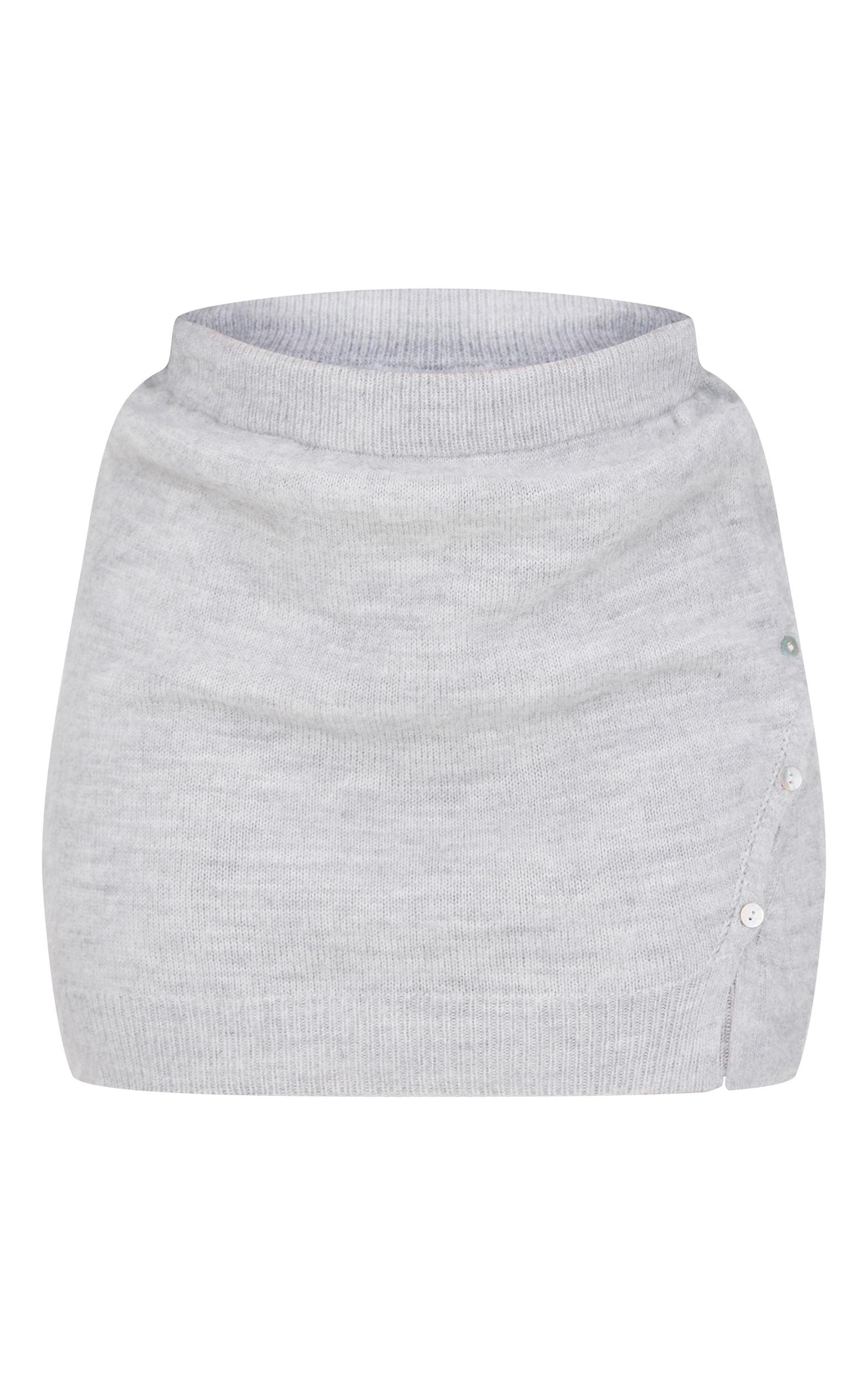Plus Light Grey Asymmetric Fluffy Yarn Mini Skirt Product Image