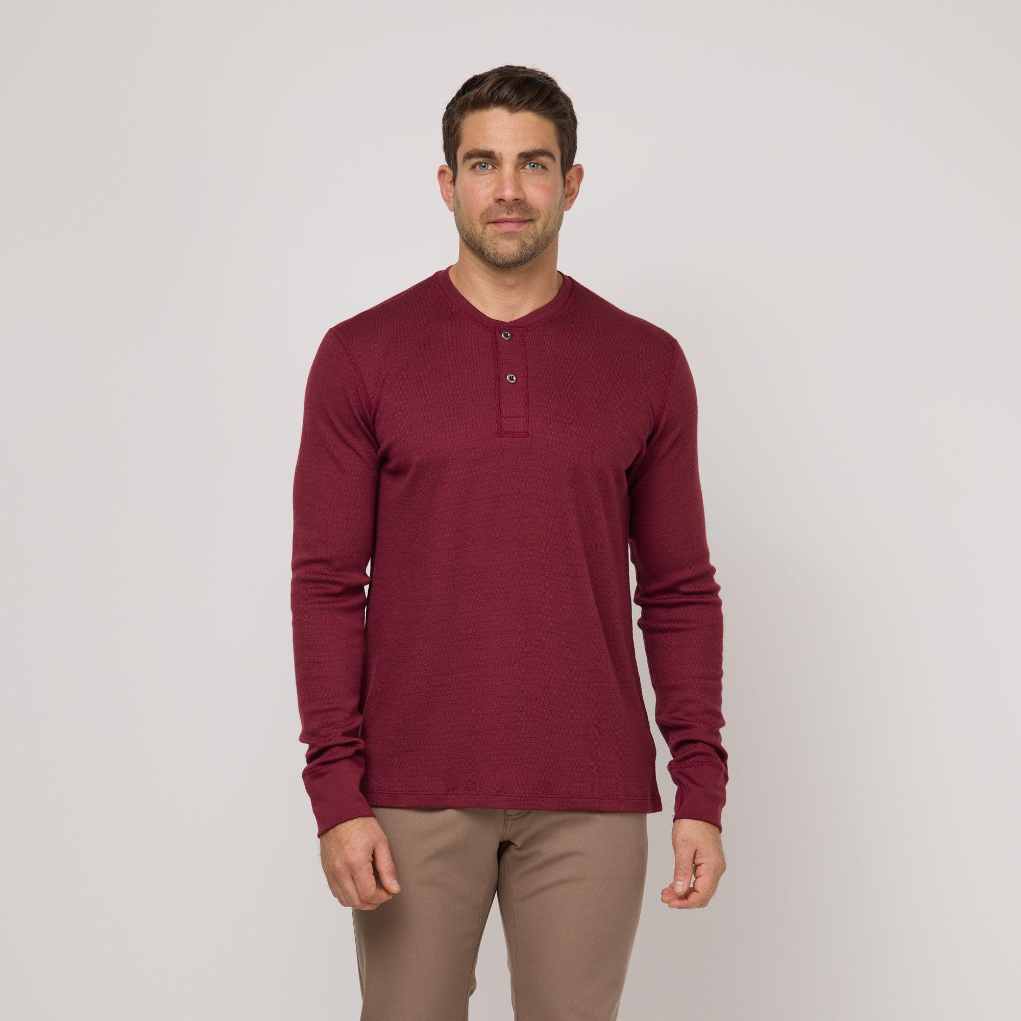 Merino Wool Waffle Henley | Burgundy Product Image