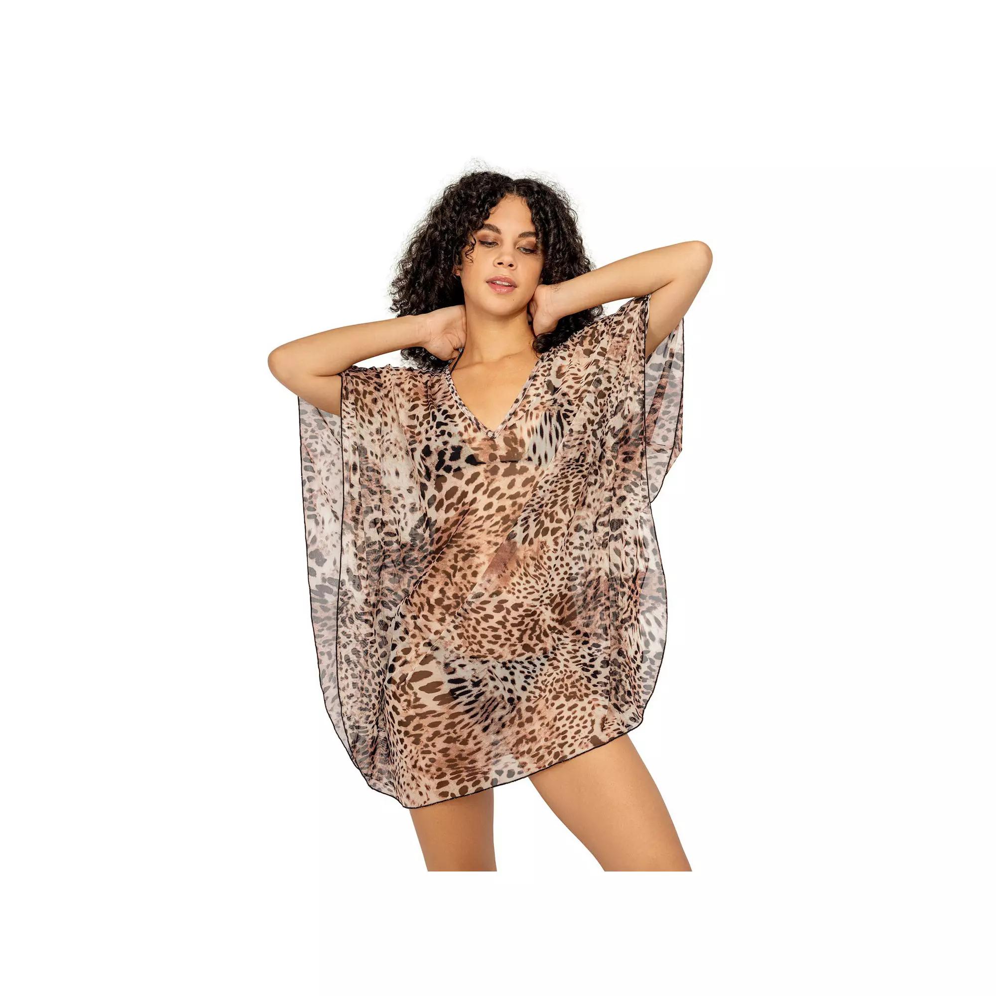 Women's Jordan Taylor Animal Print Swim Cover-Up Caftan,  Product Image