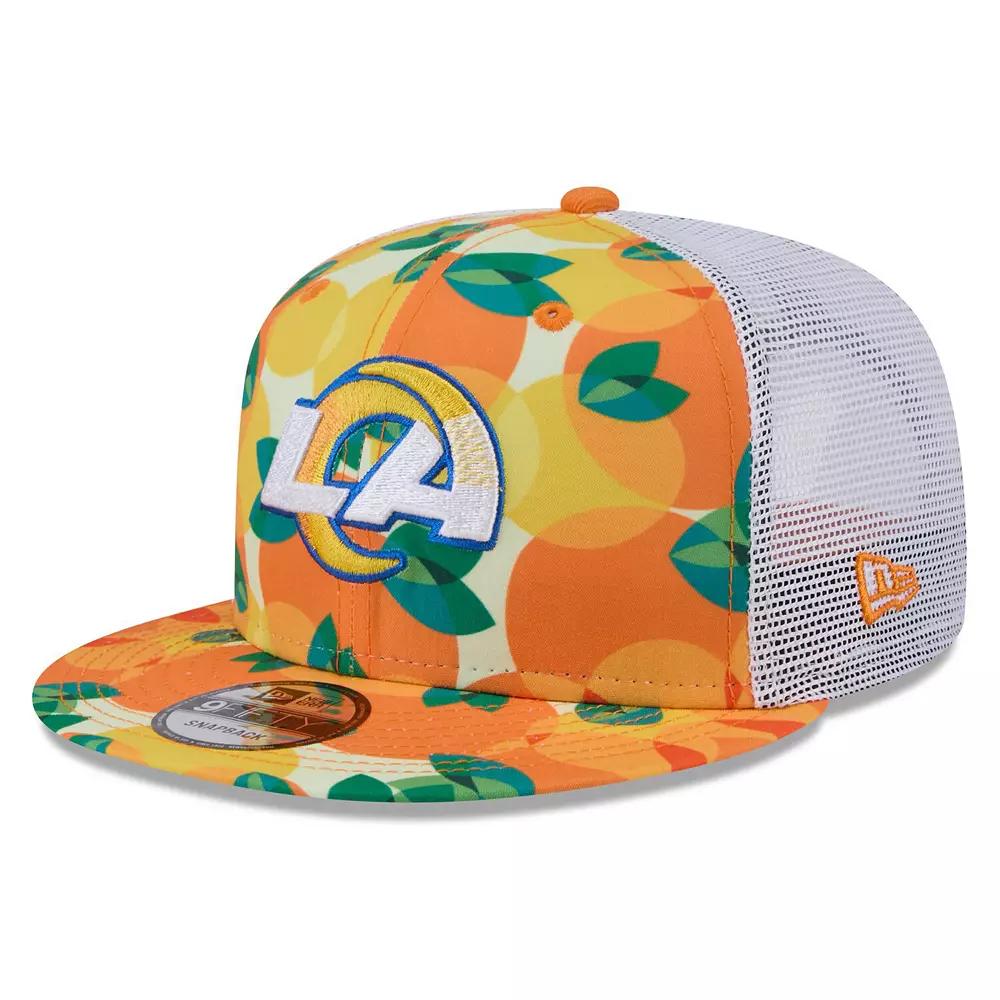 Men's New Era Orange Los Angeles Rams Citrus 9FIFTY Trucker Snapback Hat Product Image