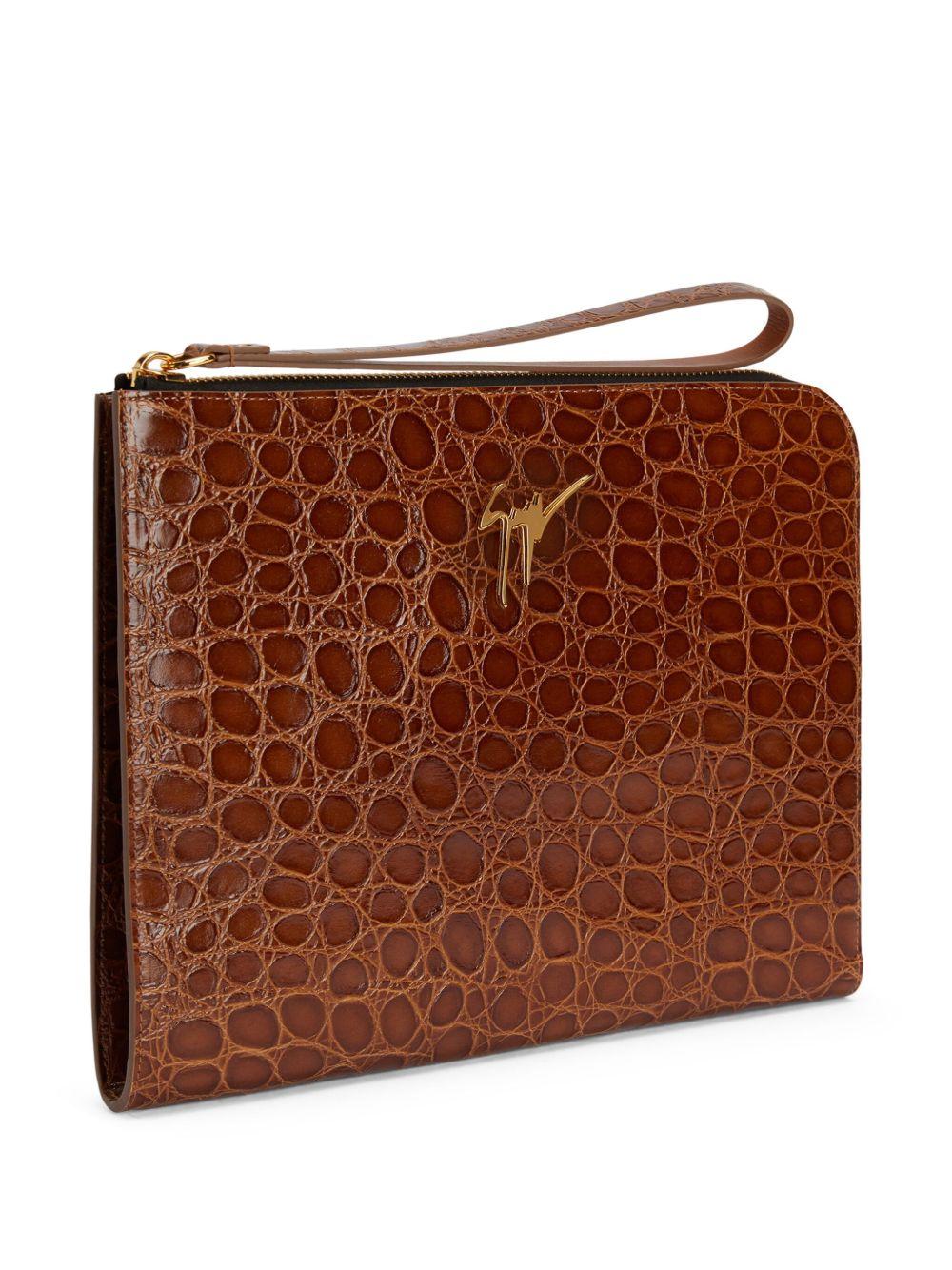 Fabian crocodile-embossed leather pouch Product Image