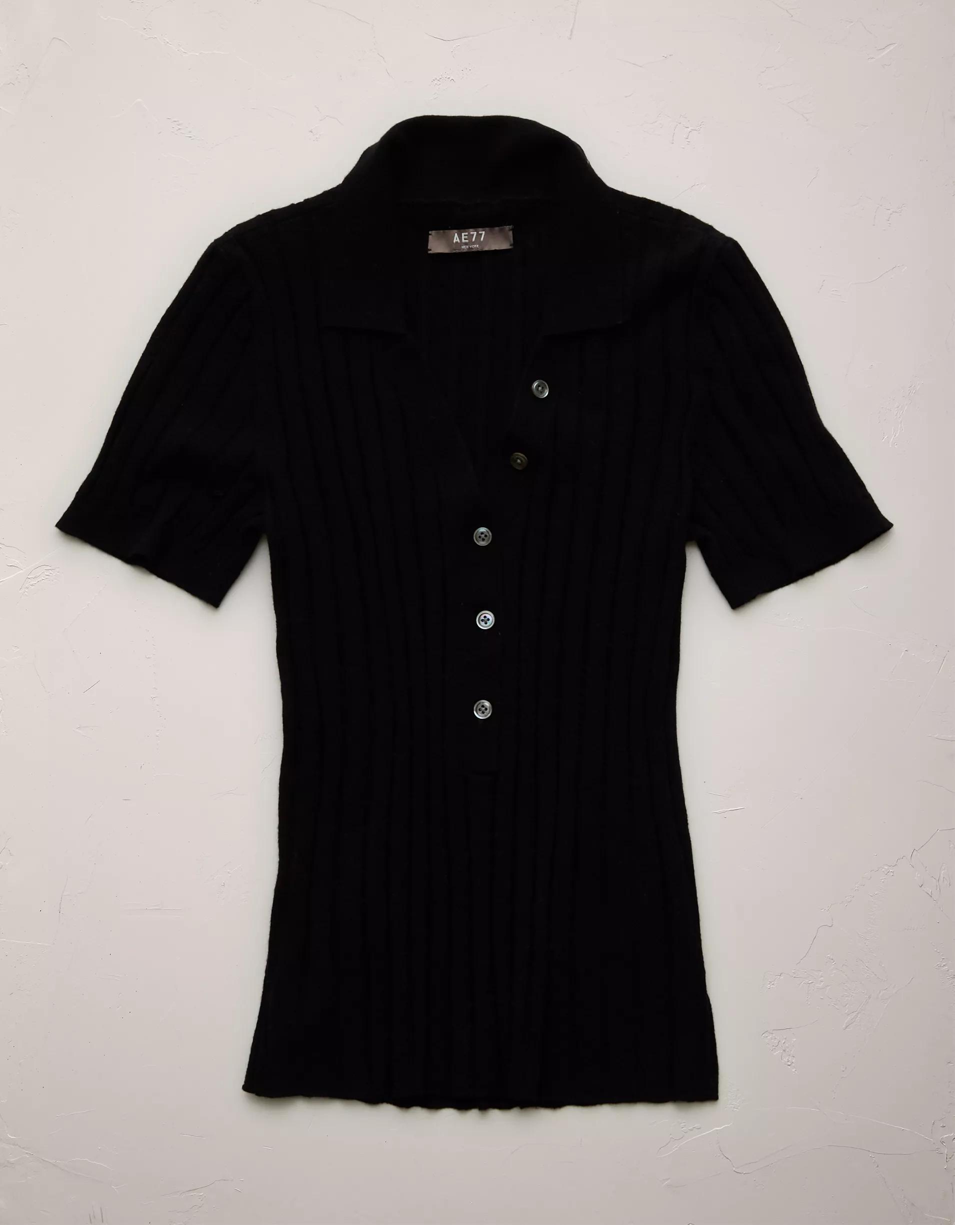 AE77 Premium Wool-Silk Blend Polo Shirt Product Image