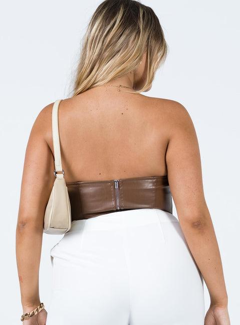 Jessica PU Bustier Brown Product Image