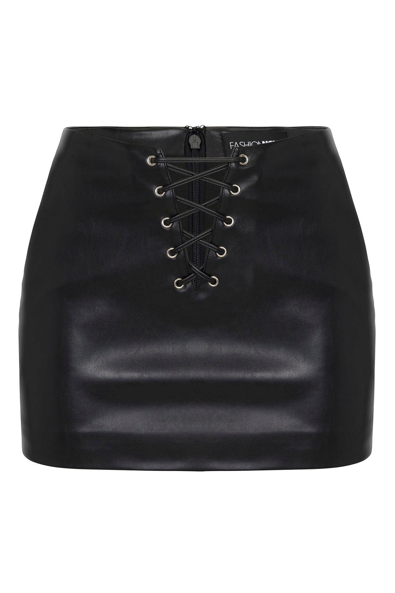 Binx Faux Leather Mini Skirt - Black Product Image