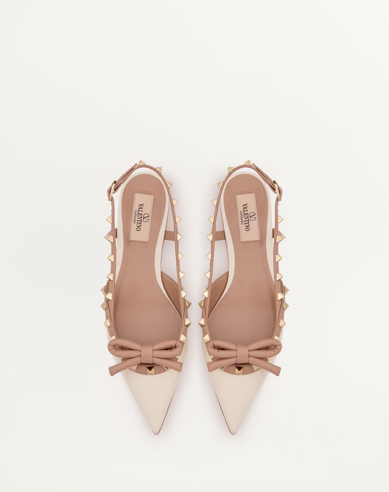 Rockstud Bow Slingback Ballerinas In Patent Leather Product Image