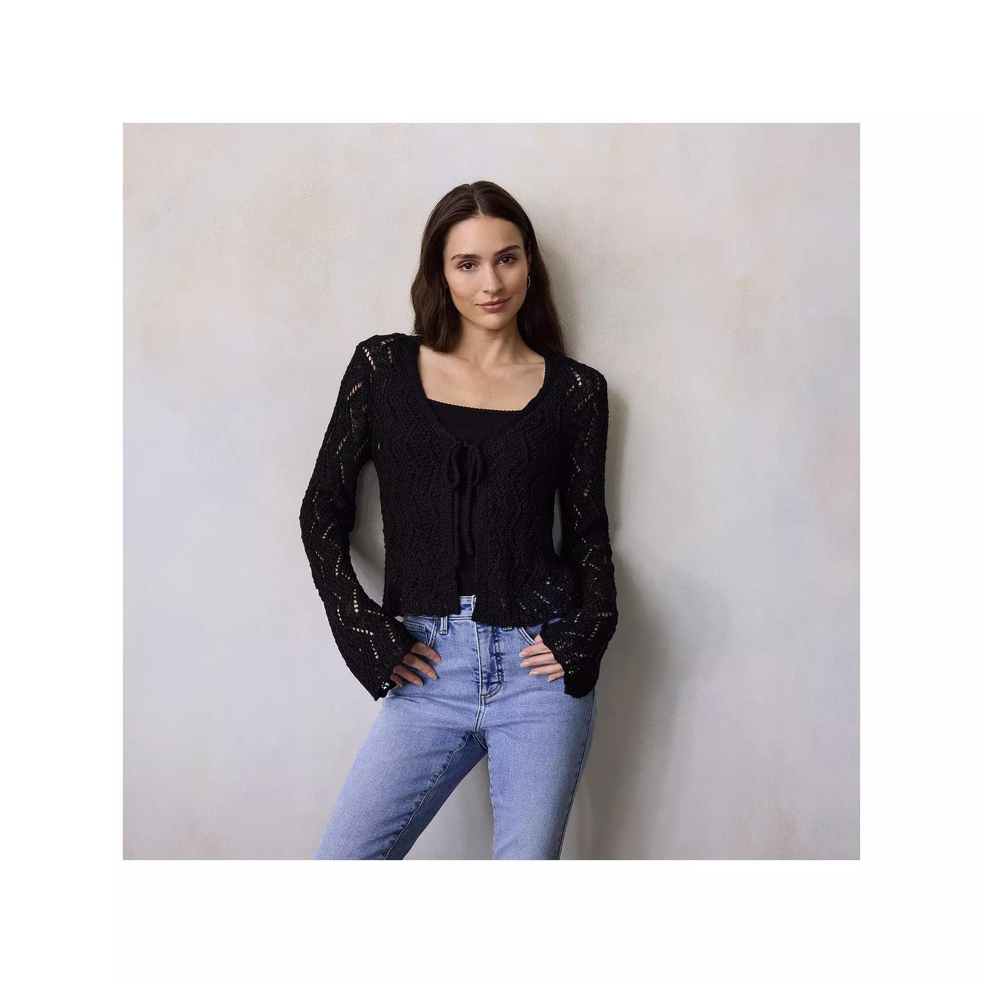 Women's LC Lauren Conrad Scallop Hem Sweater,  Product Image