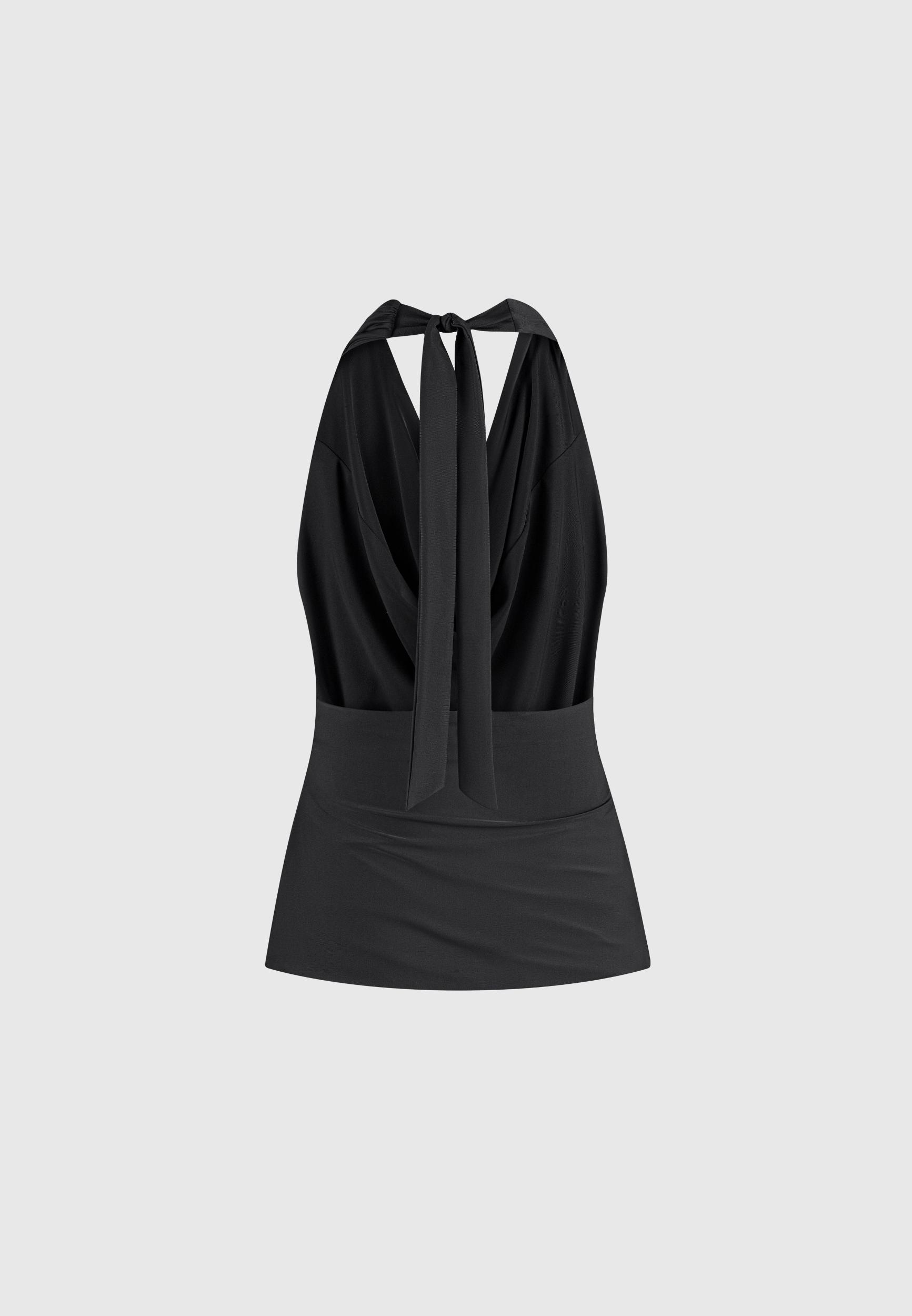 Draped Halterneck Top - Black Female Product Image