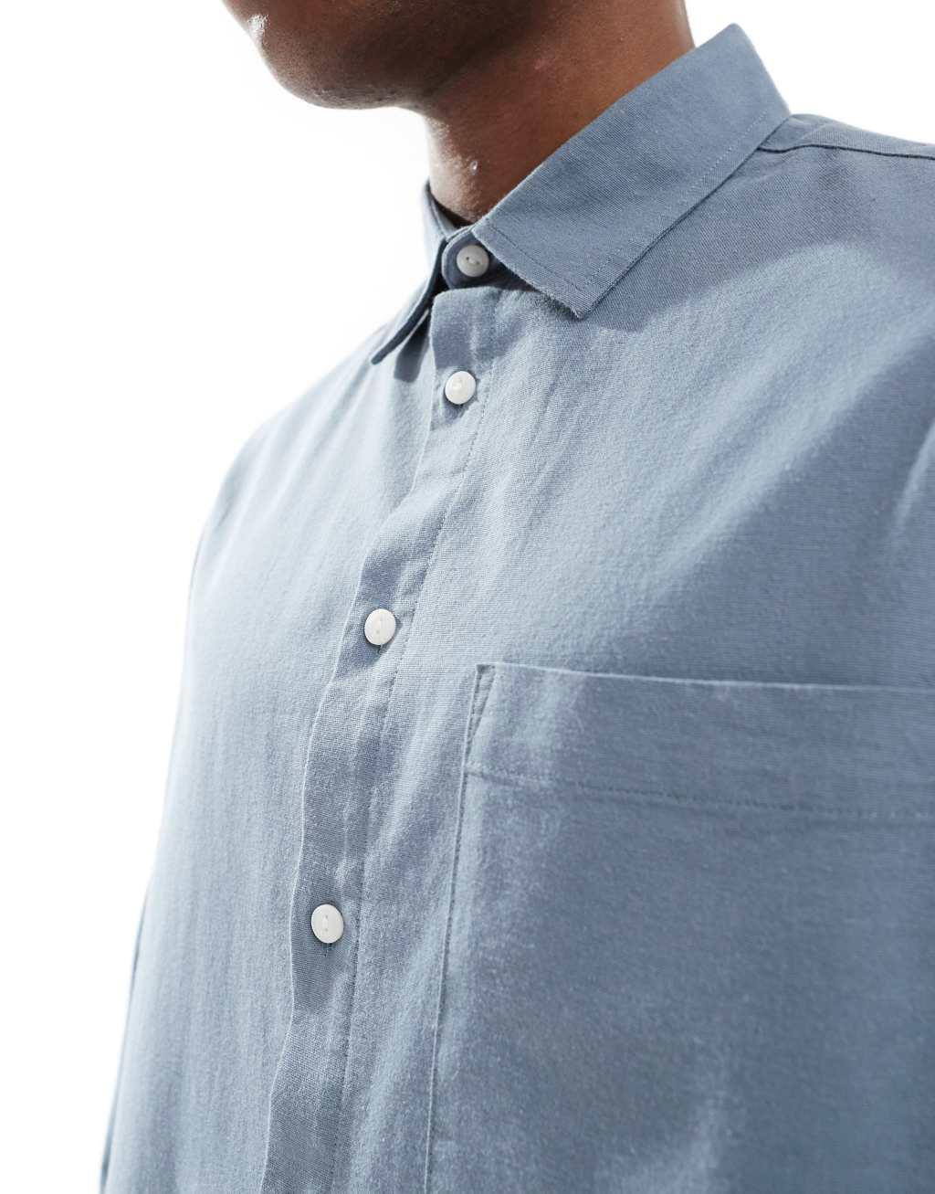 ASOS DESIGN oversized boxy oxford shirt in blue Product Image