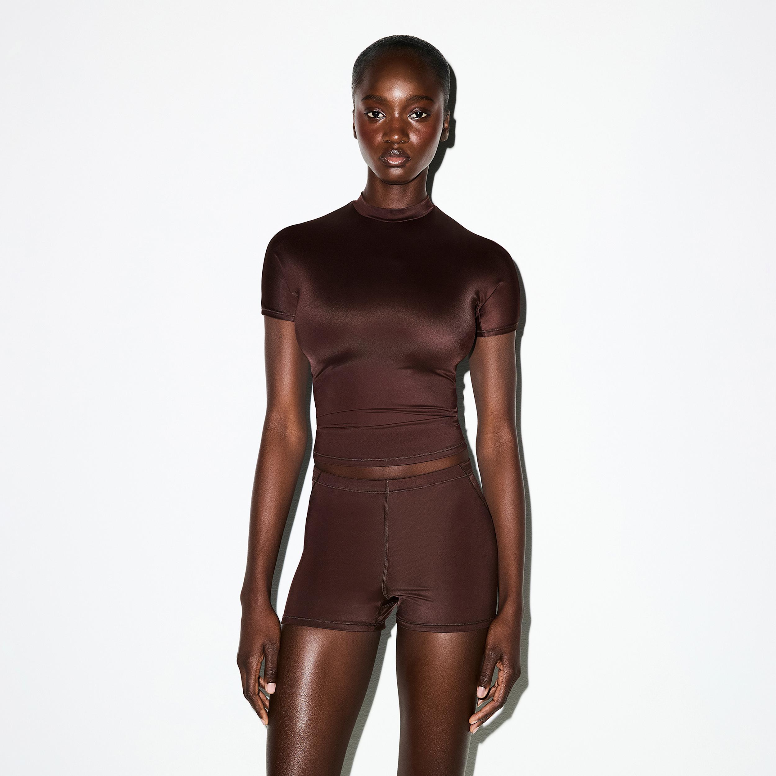 Nike Womens SKIMS Shine Mid-Rise 2 Boyshorts with Drawcord | SHSHO9853W-PHO Product Image