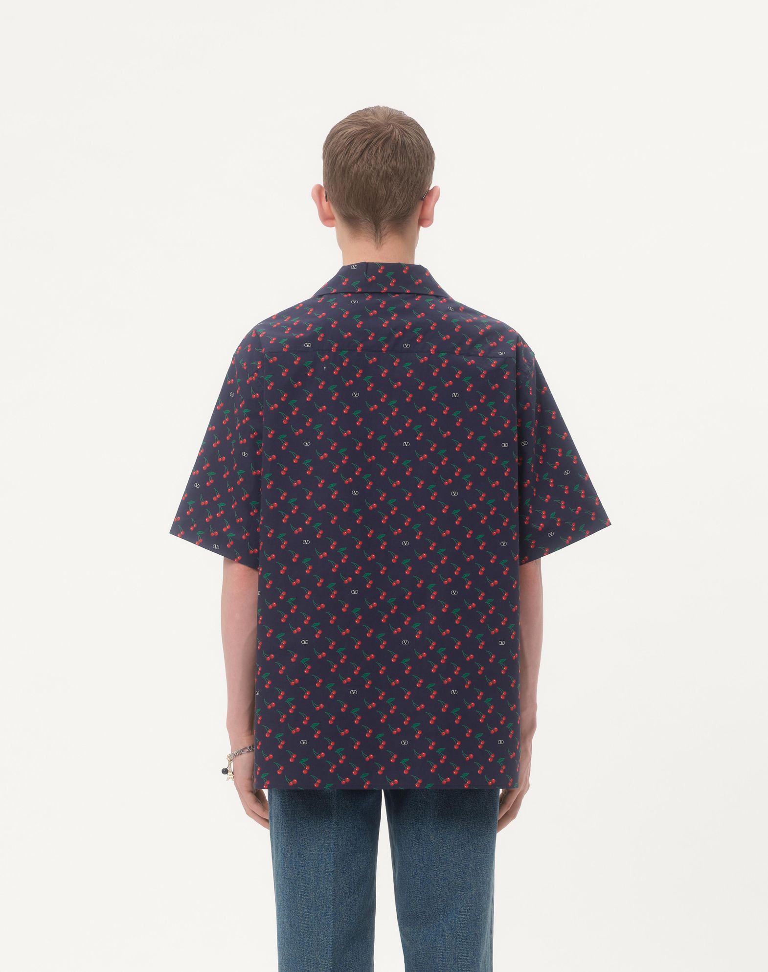 Cotton Poplin Bowling Shirt With Cherryfic Print Product Image
