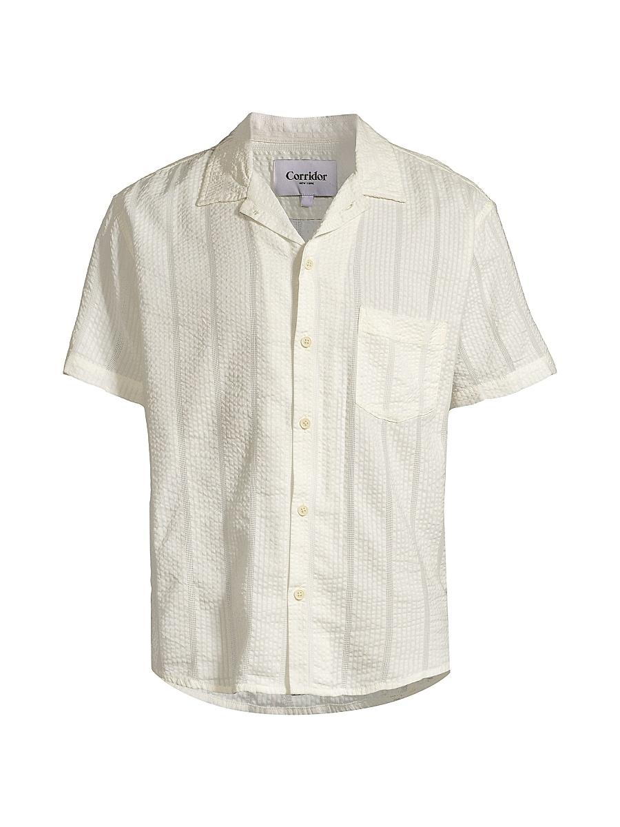 Mens Striped Seersucker Camp Shirt Product Image