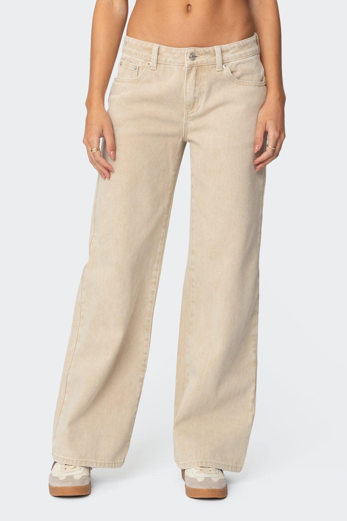 Leopard Star Low Rise Washed Jeans Product Image