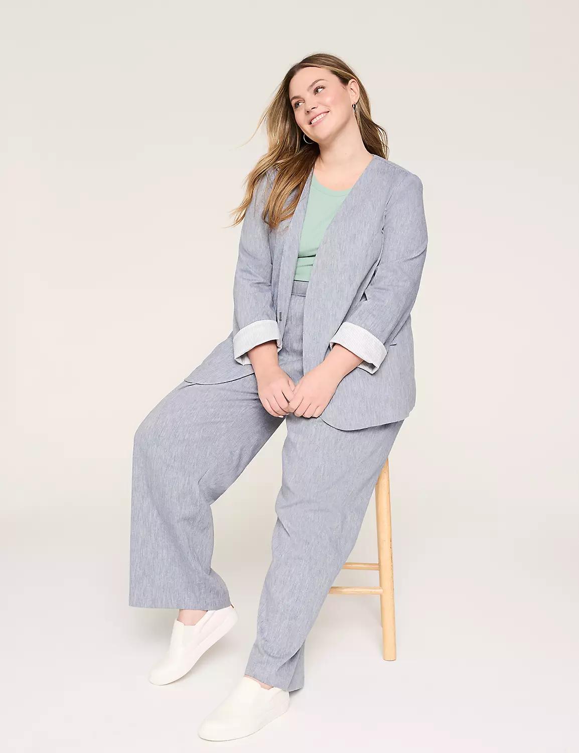 Twill Collarless Blazer Product Image