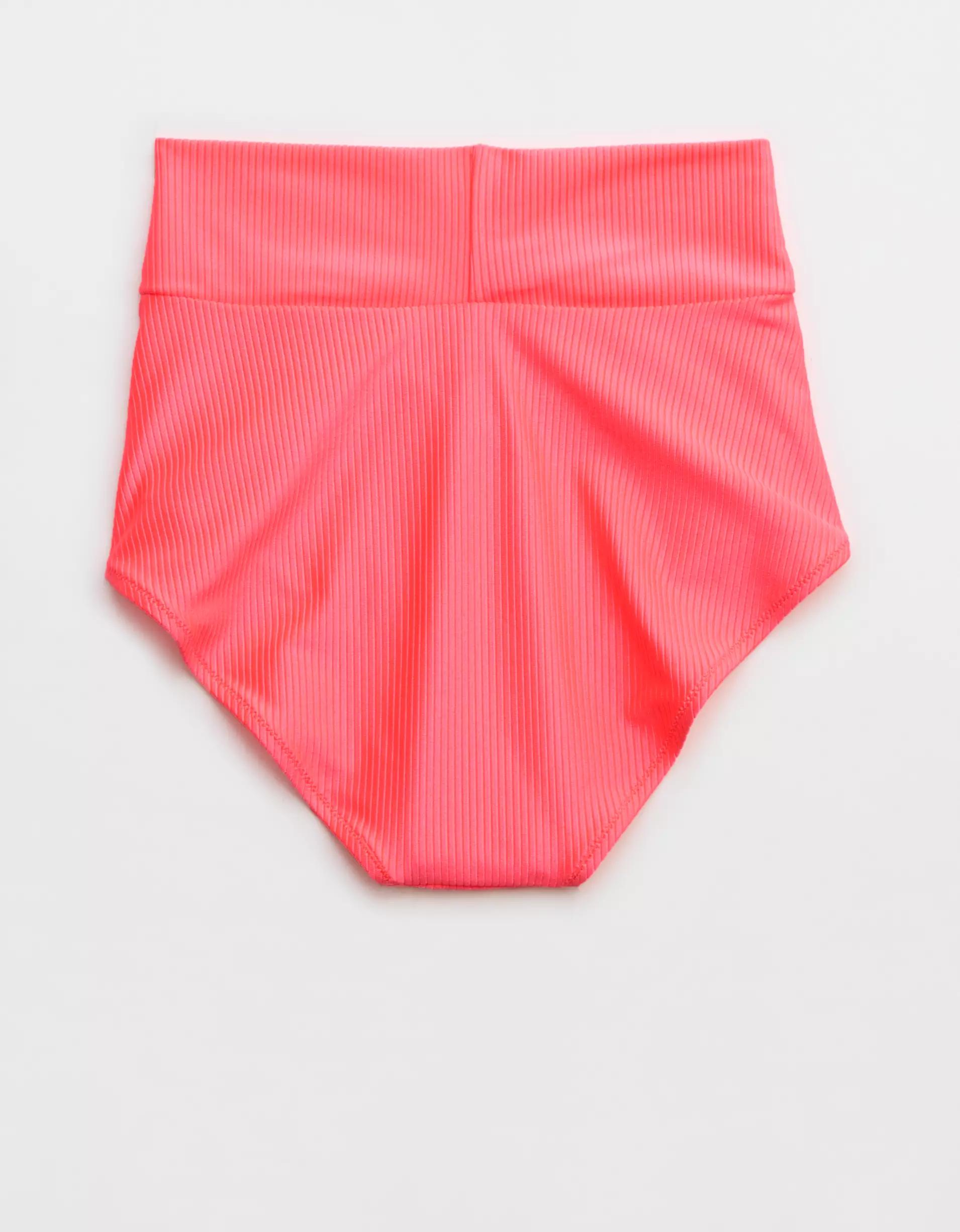Aerie Shine Rib Crossover High Waisted Bikini Bottom Product Image