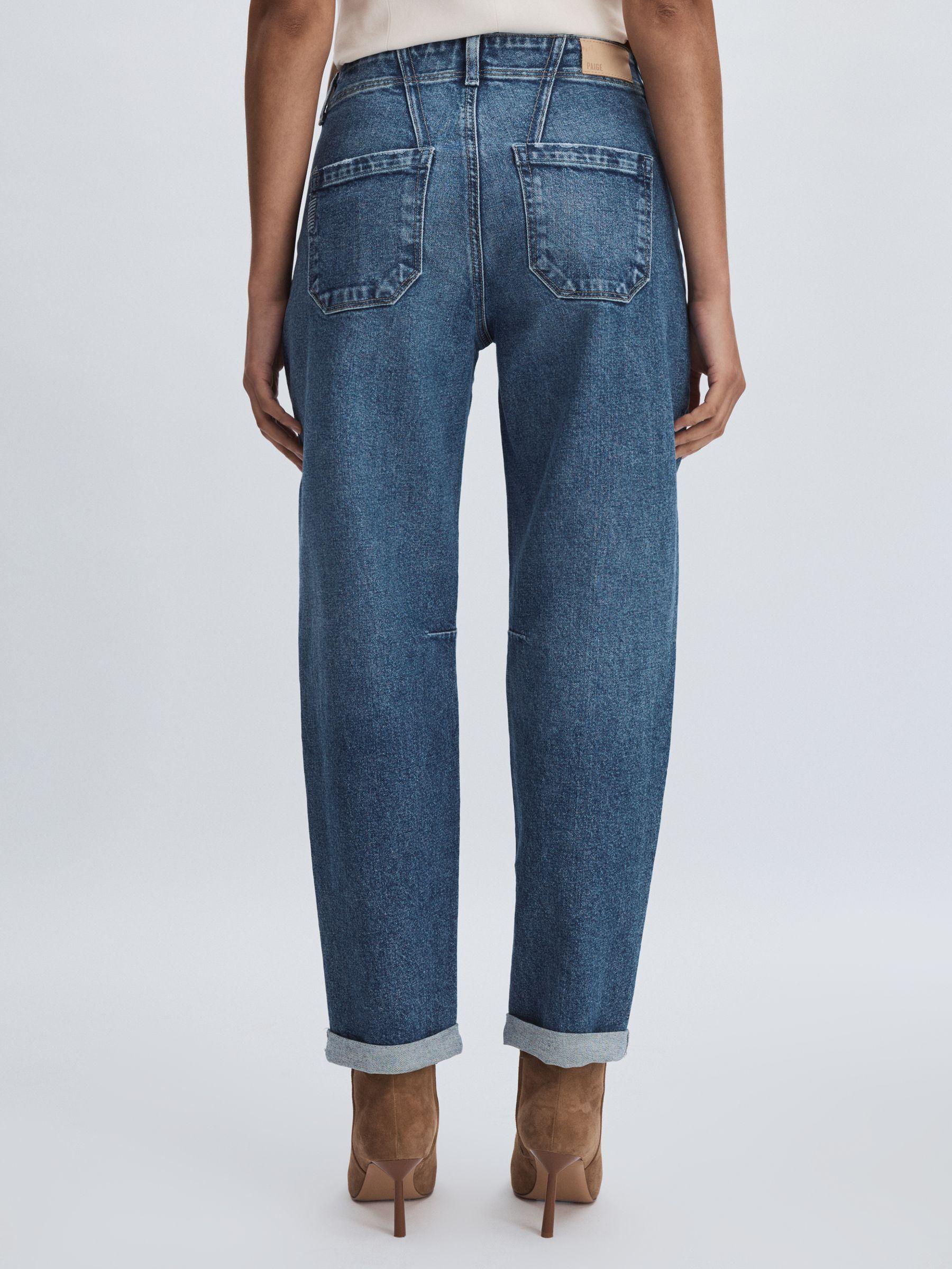 Paige Barrel Leg Turn-Up Rolled Cuff Jeans in Ryland Blue Product Image