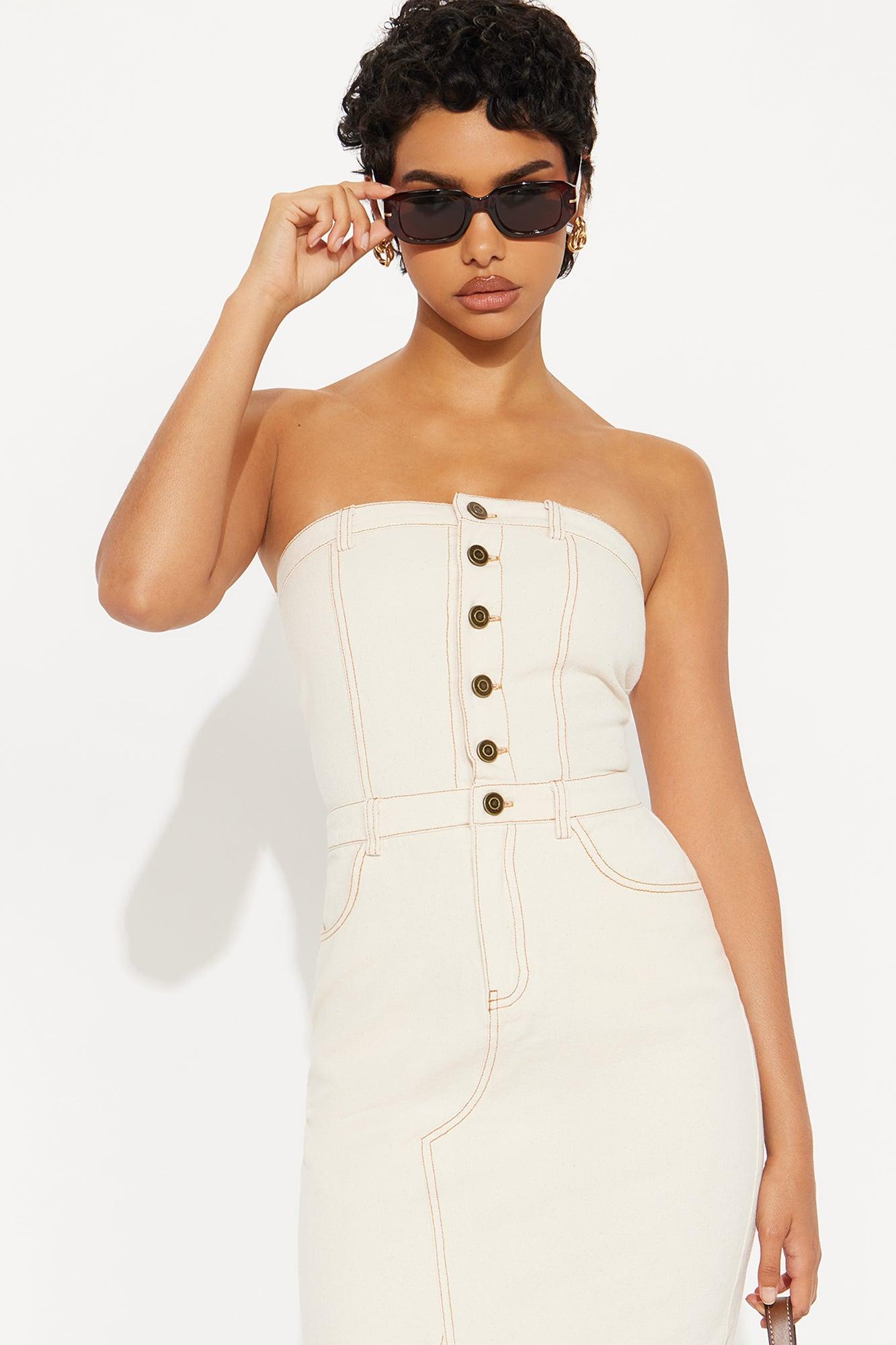 Sweet Saturday Twill Maxi Dress - Cream Female Product Image