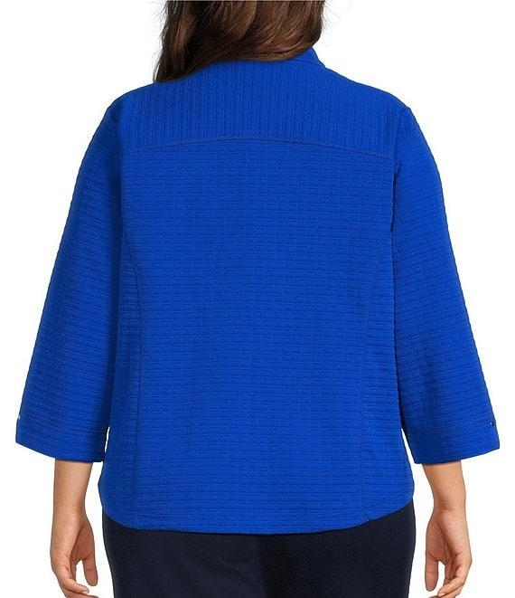 Allison Daley Plus Size 3/4 Sleeve Stand Collar Zip Front Jacket Product Image