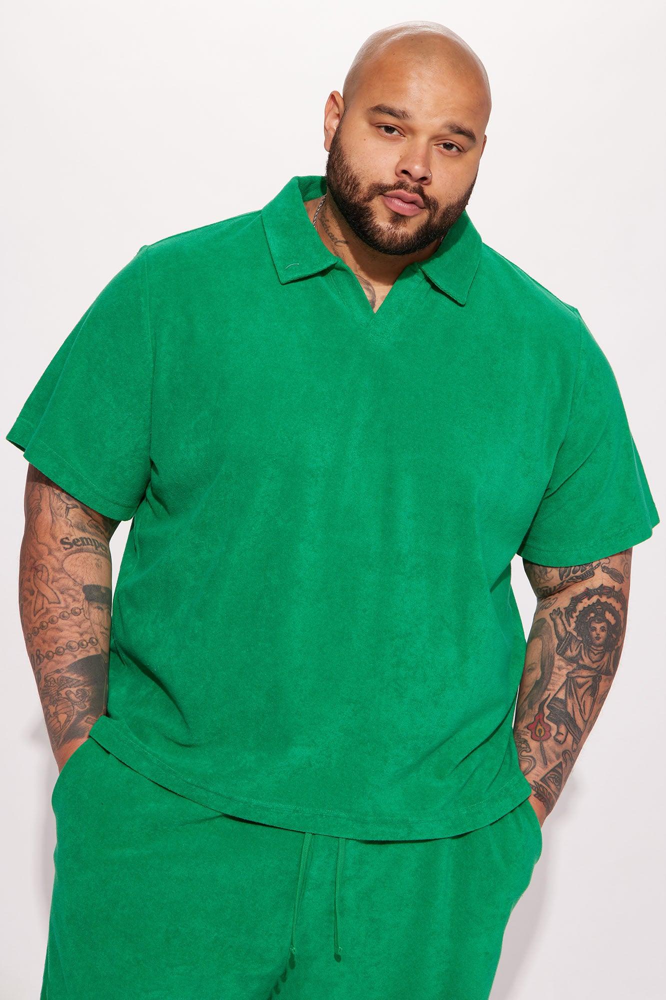Dipped Terry Short Sleeve Polo - Green Product Image