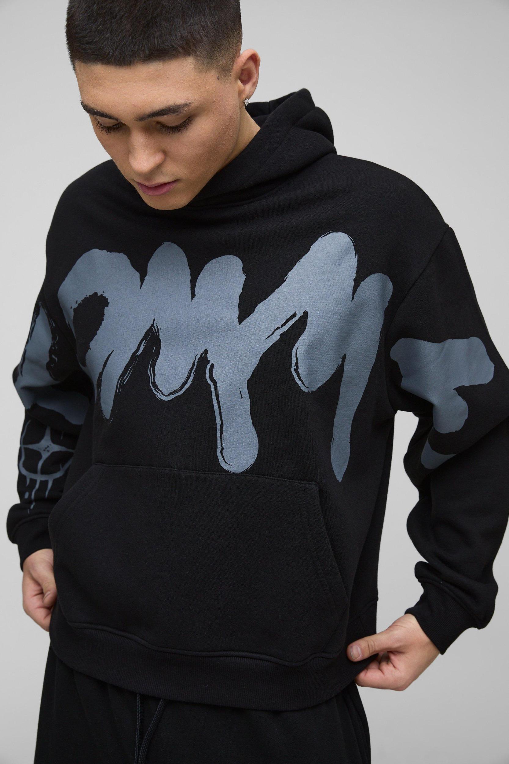 Oversized Boxy Star Homme Hoodie | boohooMAN USA Product Image