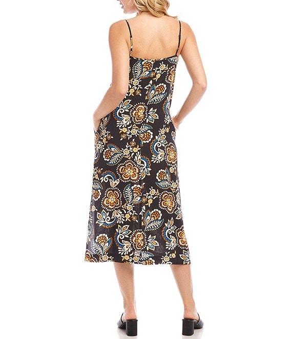 Karen Kane Floral Scoop Neck Side Slit Midi Dress Product Image