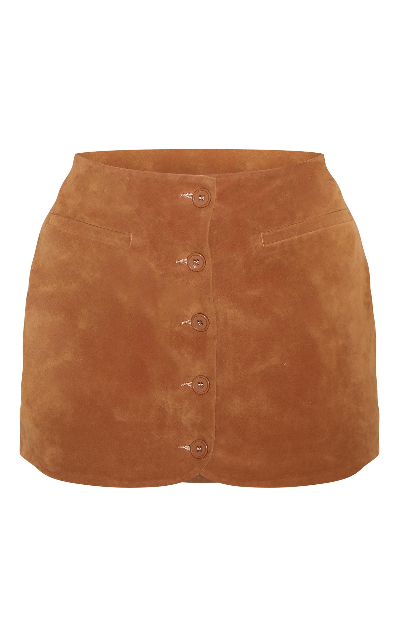 Plus Tan Faux Suede Skirt Product Image
