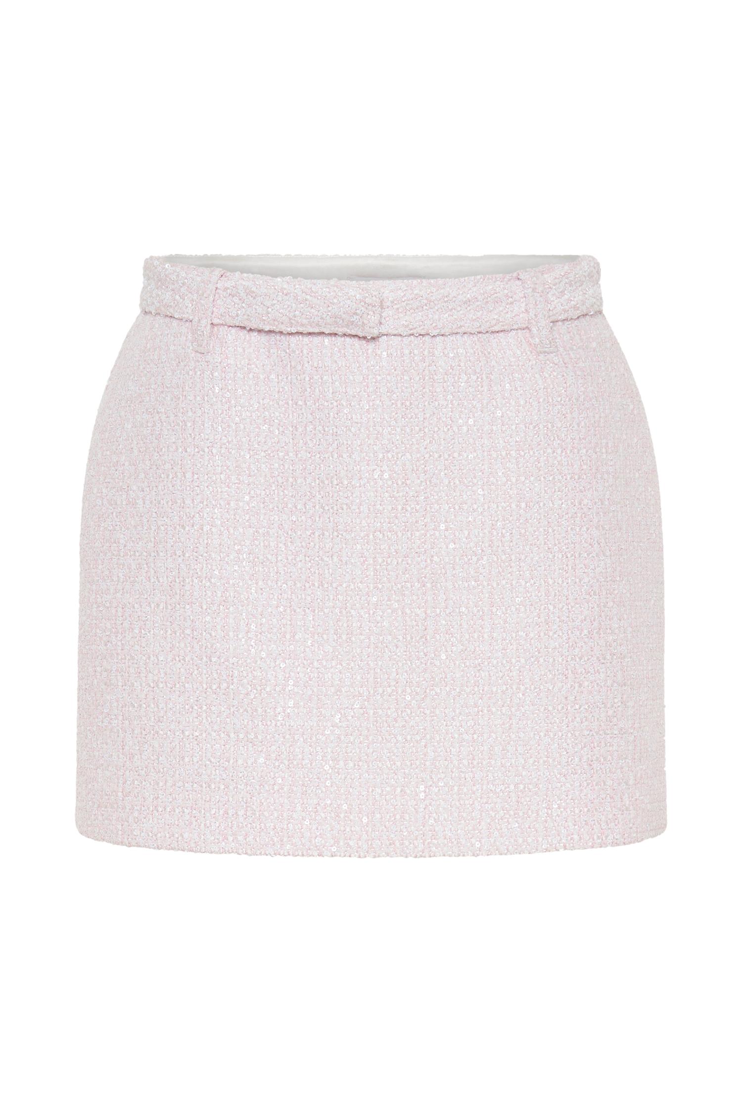 Mercer Tweed Mini Skirt - Fairy Floss Pink Product Image