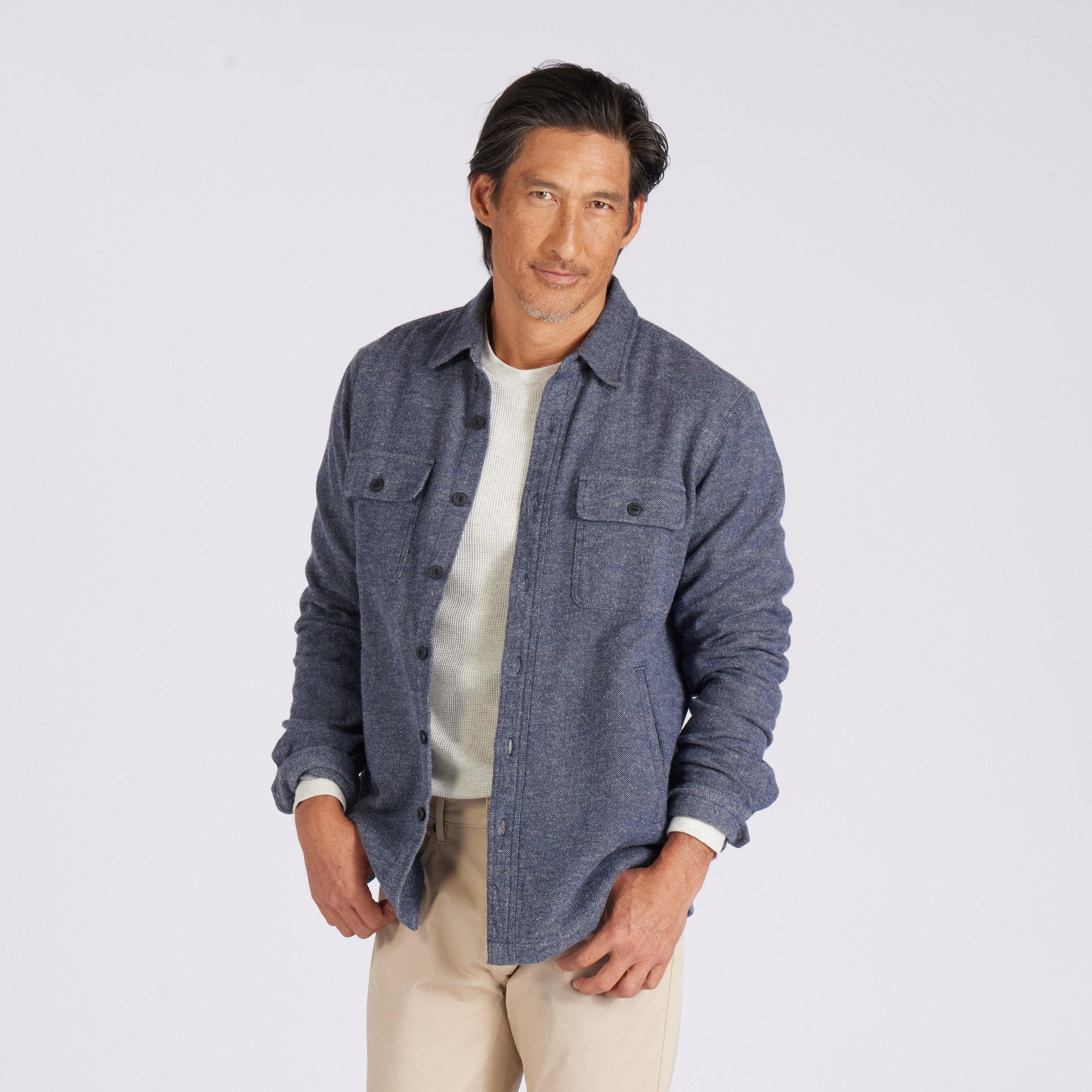 Flannel Twill Shirt Jacket - Sky Captain Product Image